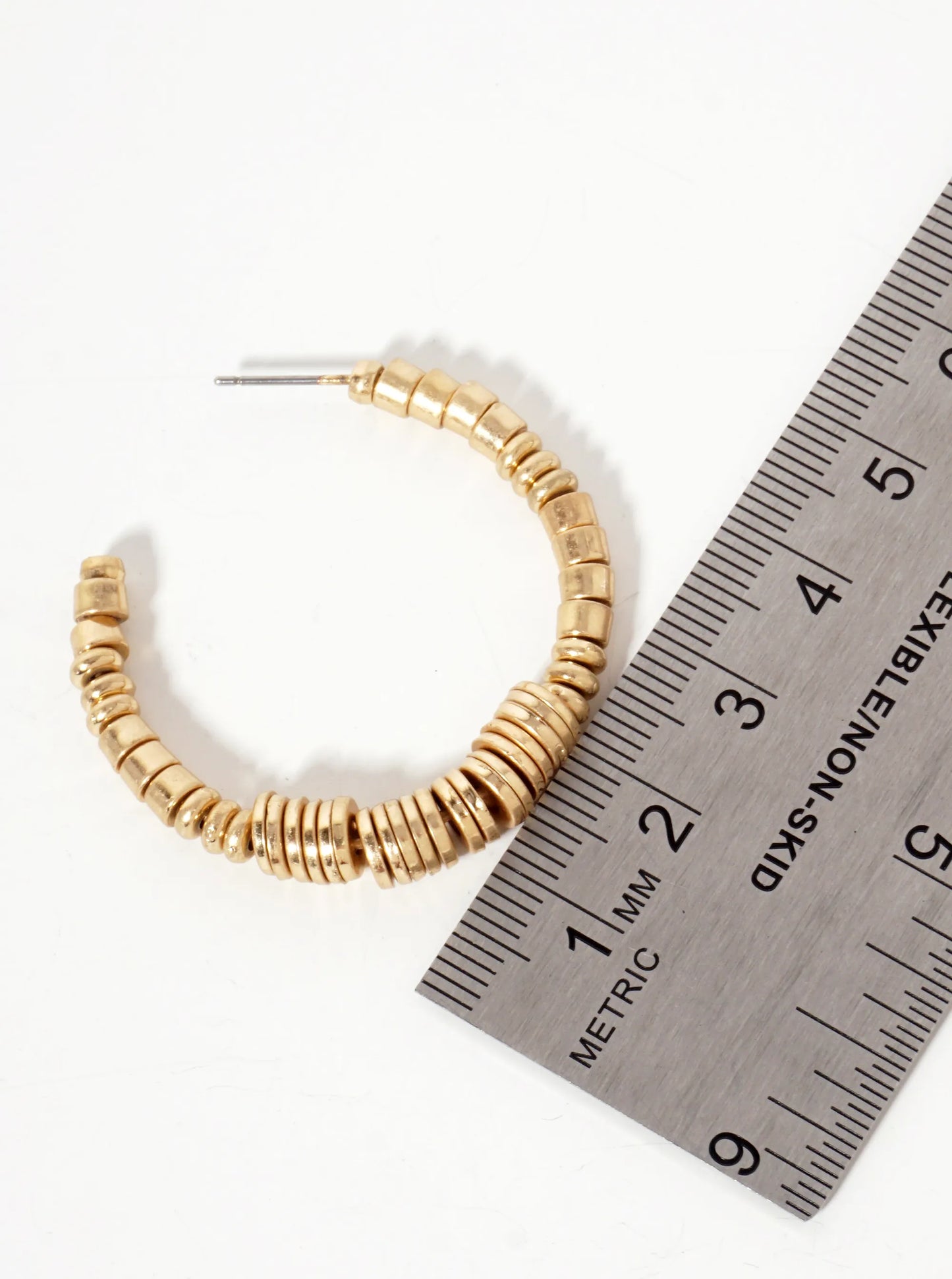 Metallic-Beaded Lightweight 40mm Open Hoop Earrings