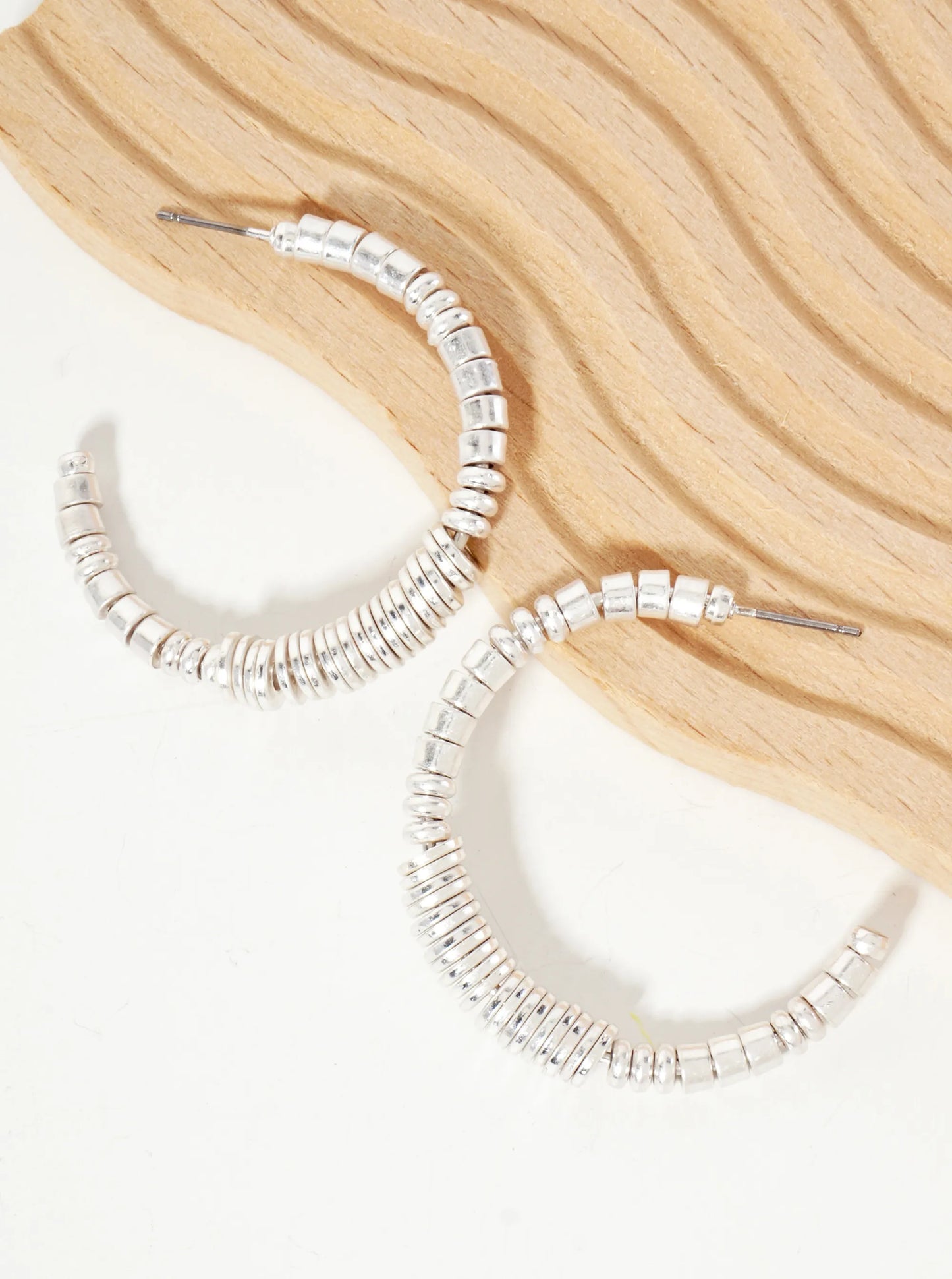 Metallic-Beaded Lightweight 40mm Open Hoop Earrings