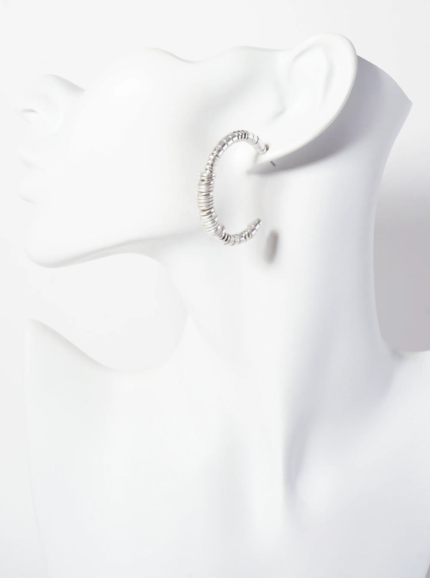 Metallic-Beaded Lightweight 40mm Open Hoop Earrings