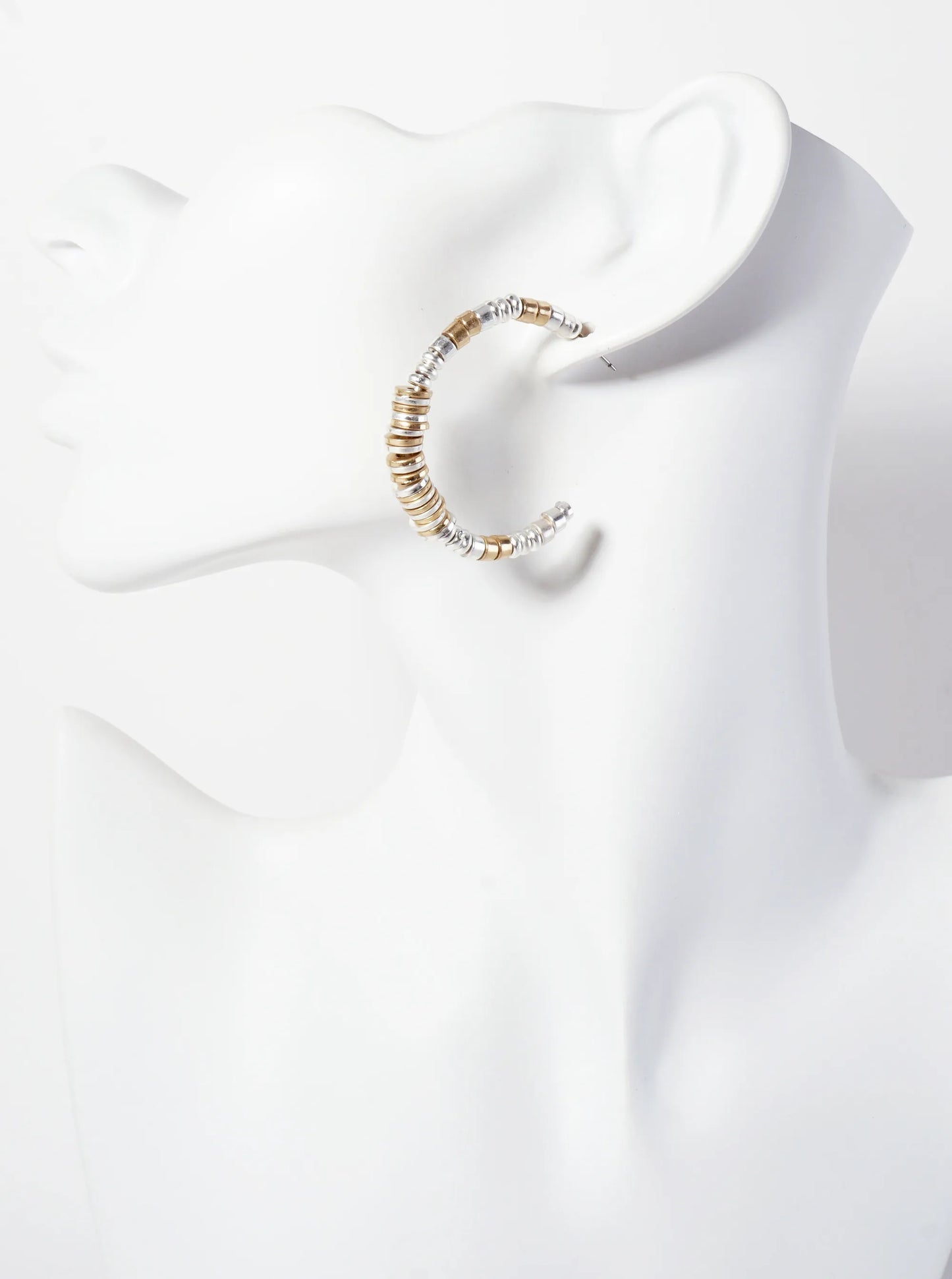 Metallic-Beaded Lightweight 40mm Open Hoop Earrings