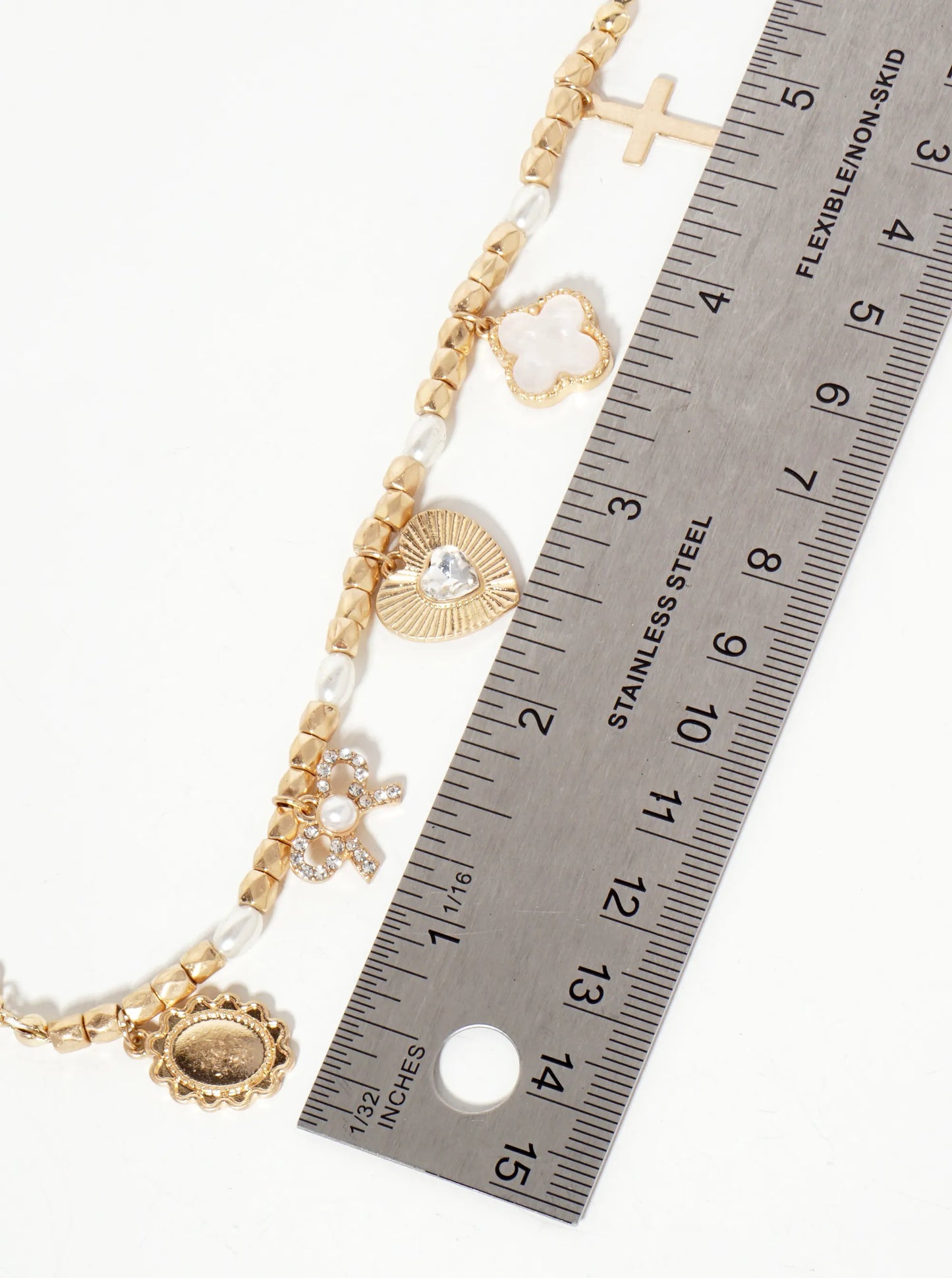 Metallic-Beaded Multi-Charm Necklace