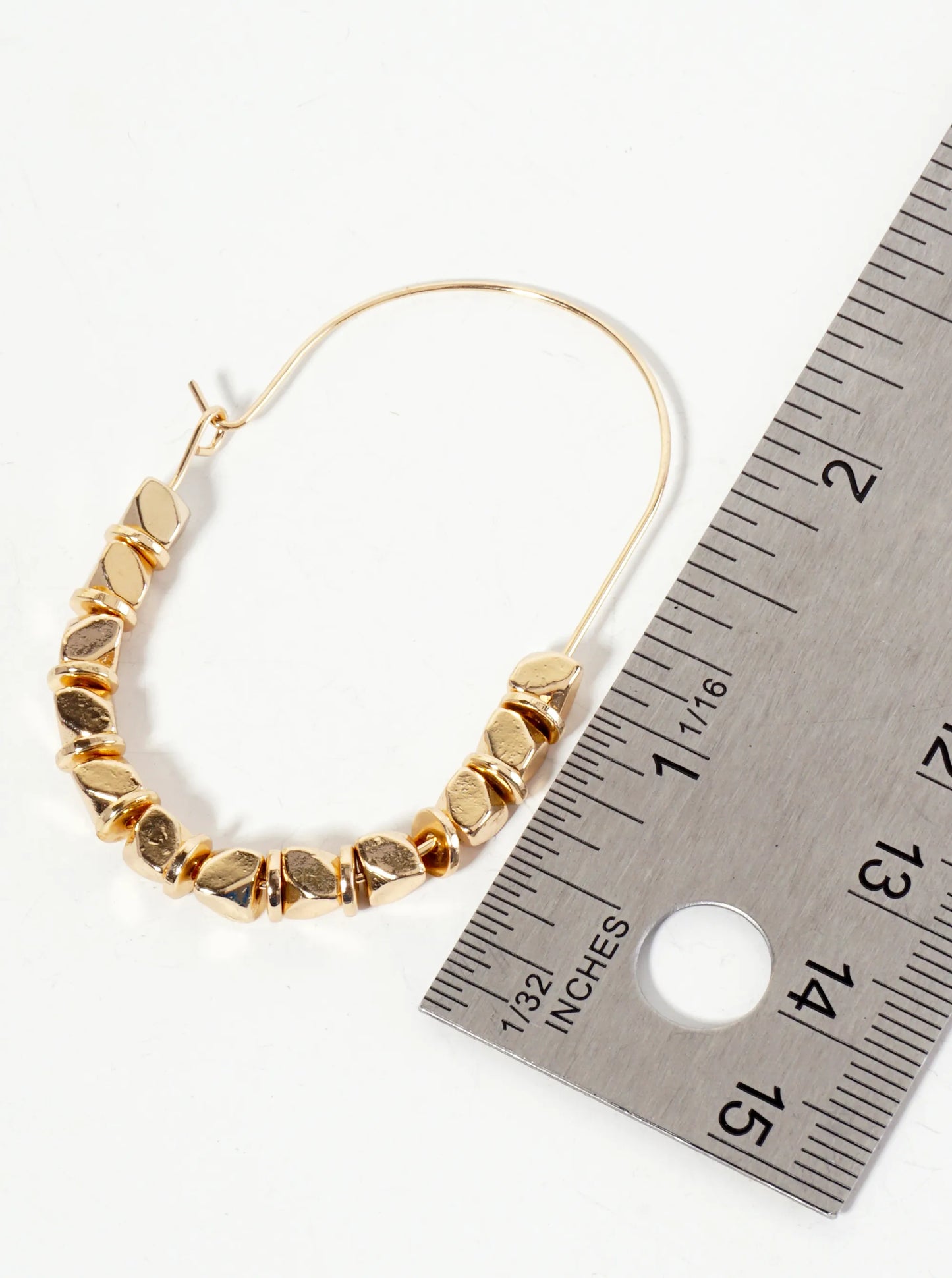 Metallic-Beaded Stadium-Shaped Geometric Wire Hook Earrings