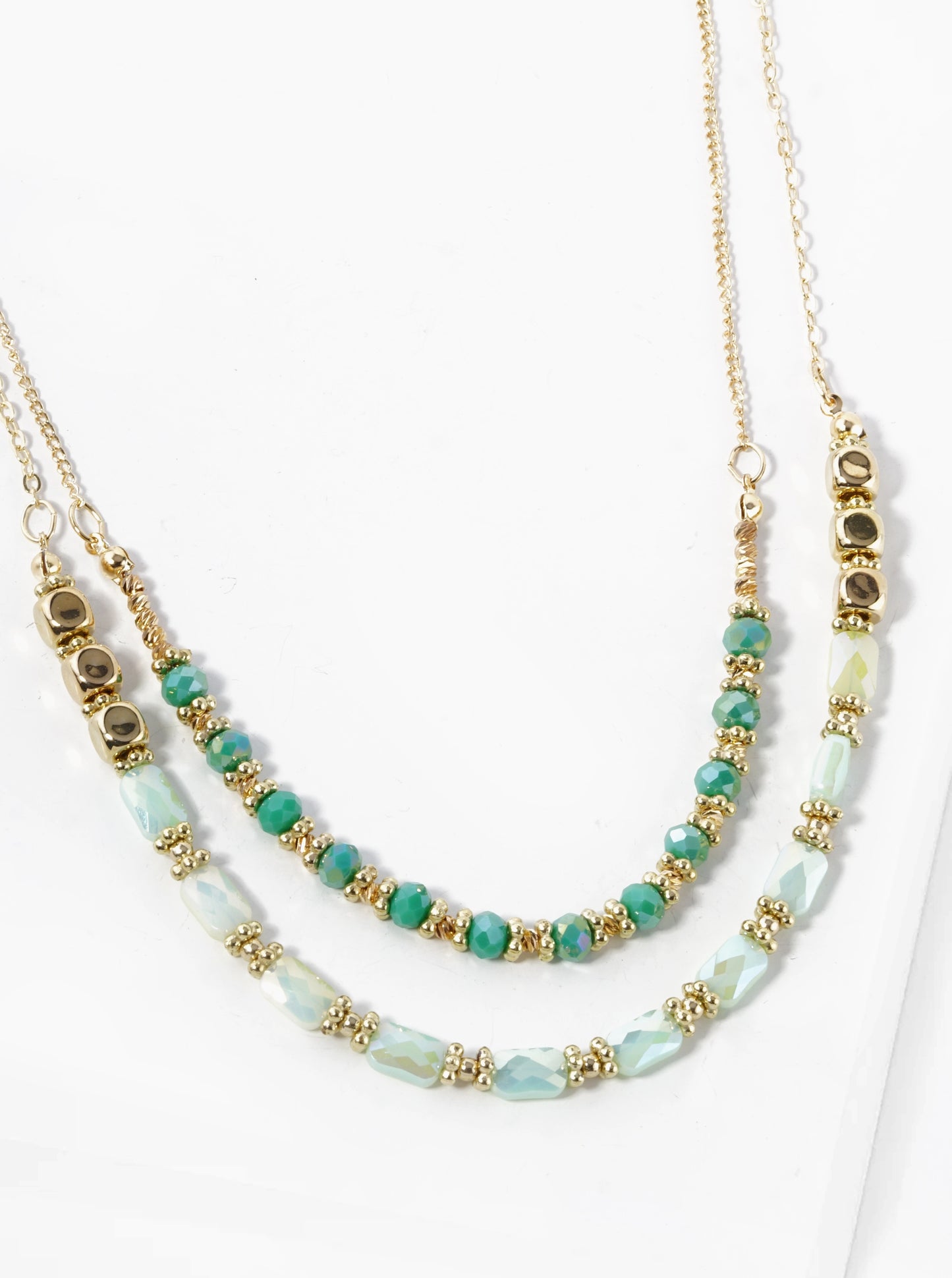 Metallic Beads And Glass Beaded Layered Necklace