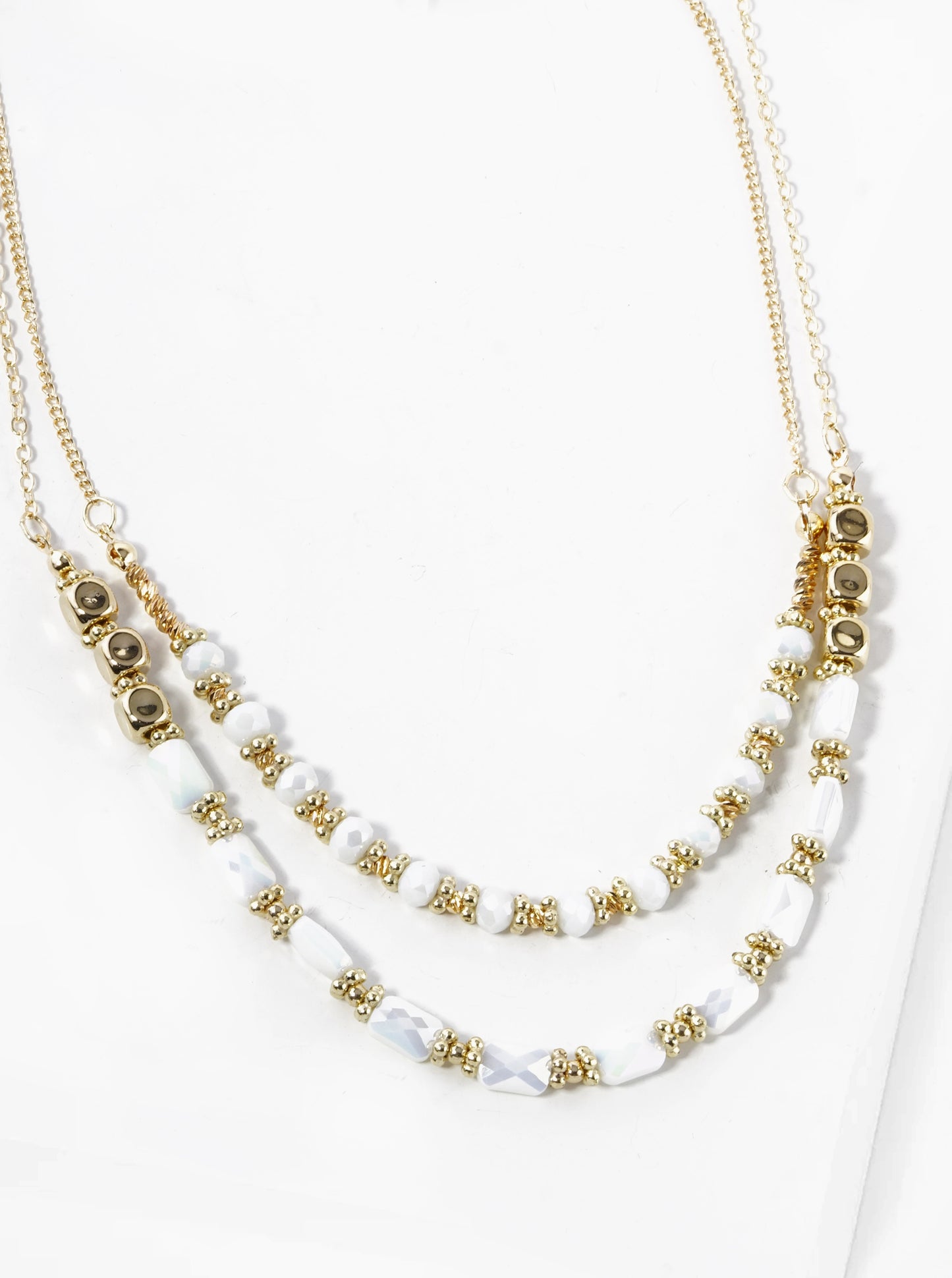 Metallic Beads And Glass Beaded Layered Necklace