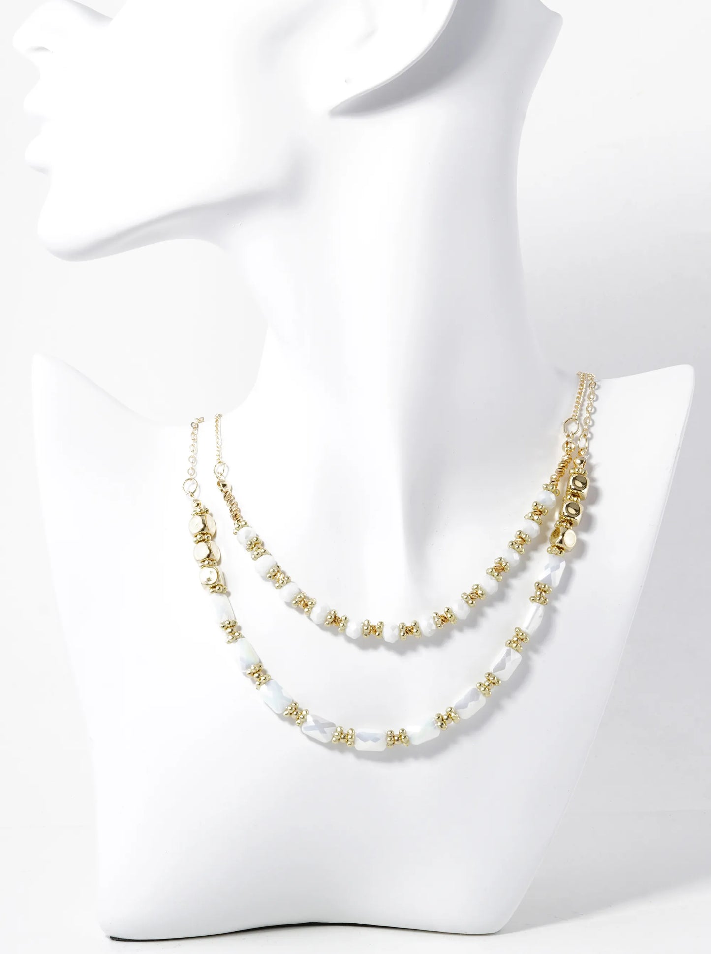 Metallic Beads And Glass Beaded Layered Necklace