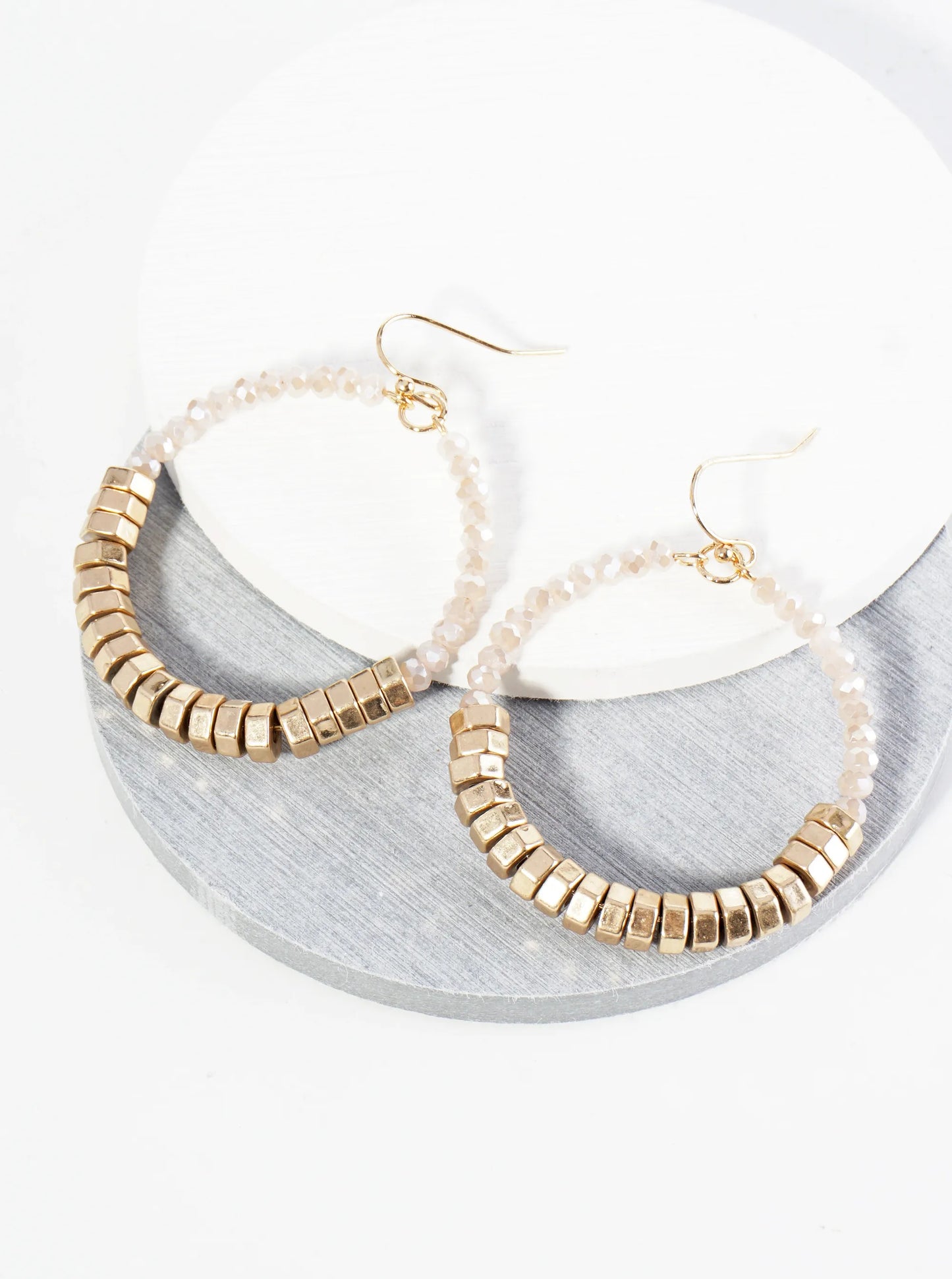 Metallic Beads And Glass Beads Wire Circle Dangle Drop Earrings