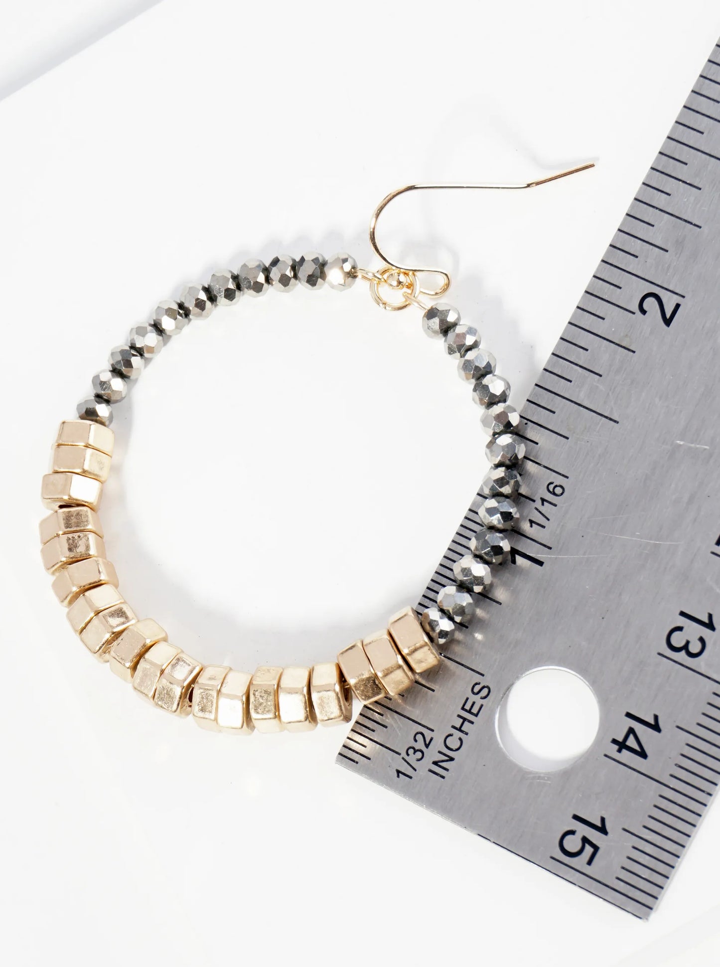 Metallic Beads And Glass Beads Wire Circle Dangle Drop Earrings