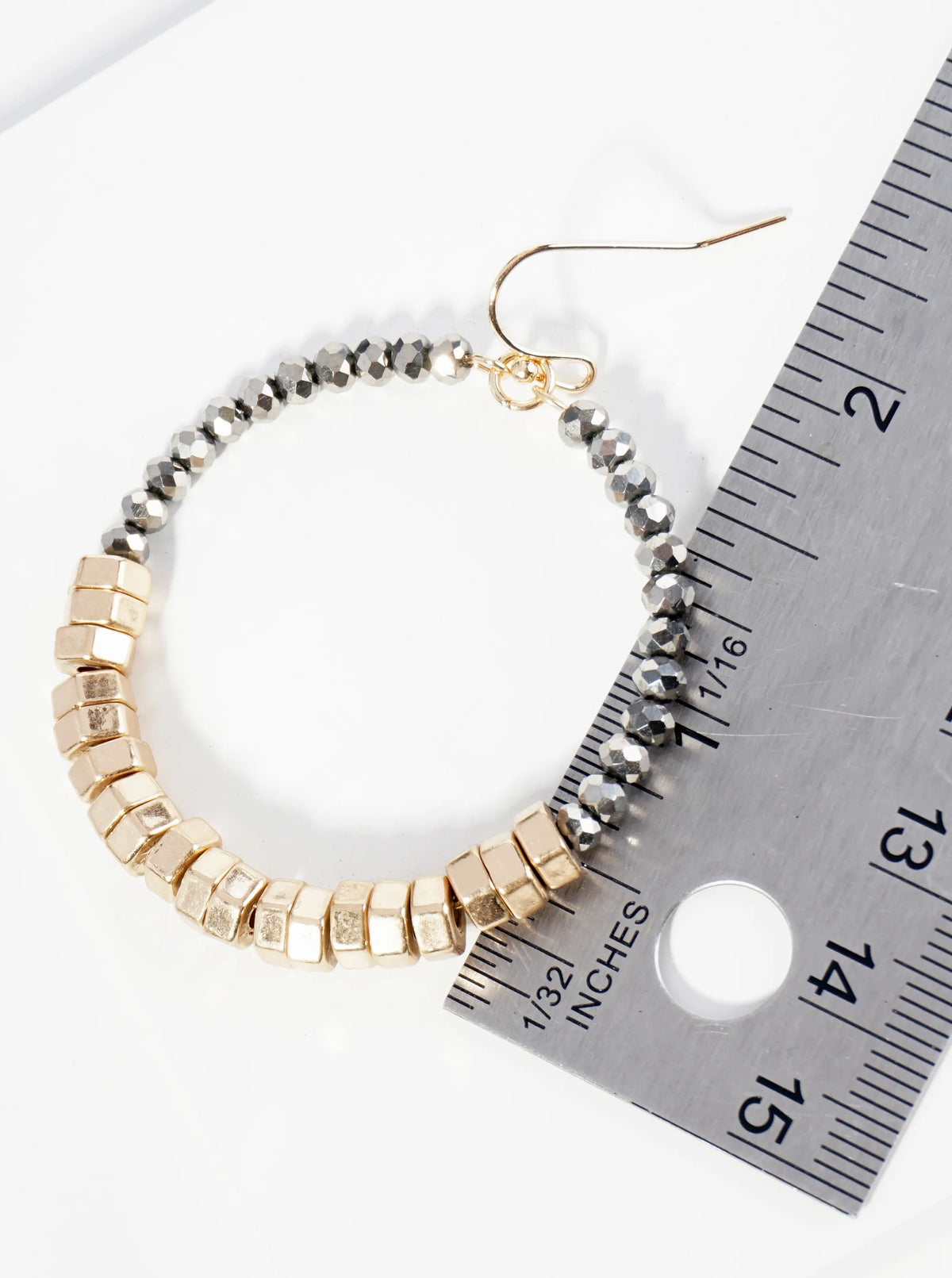 Metallic Beads And Glass Beads Wire Circle Dangle Drop Earrings