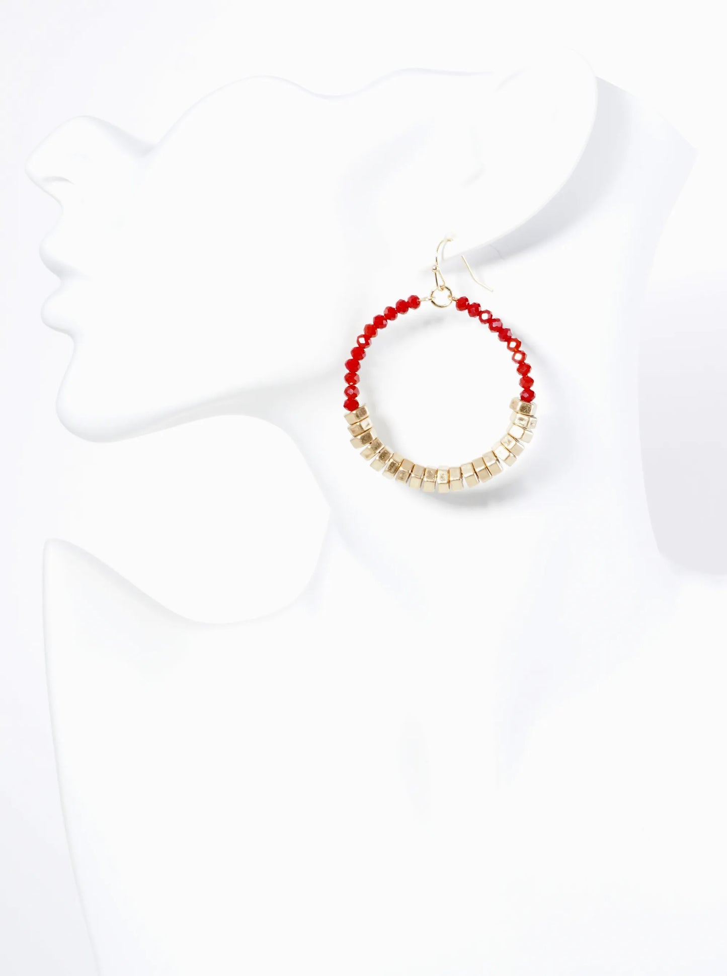 Metallic Beads And Glass Beads Wire Circle Dangle Drop Earrings
