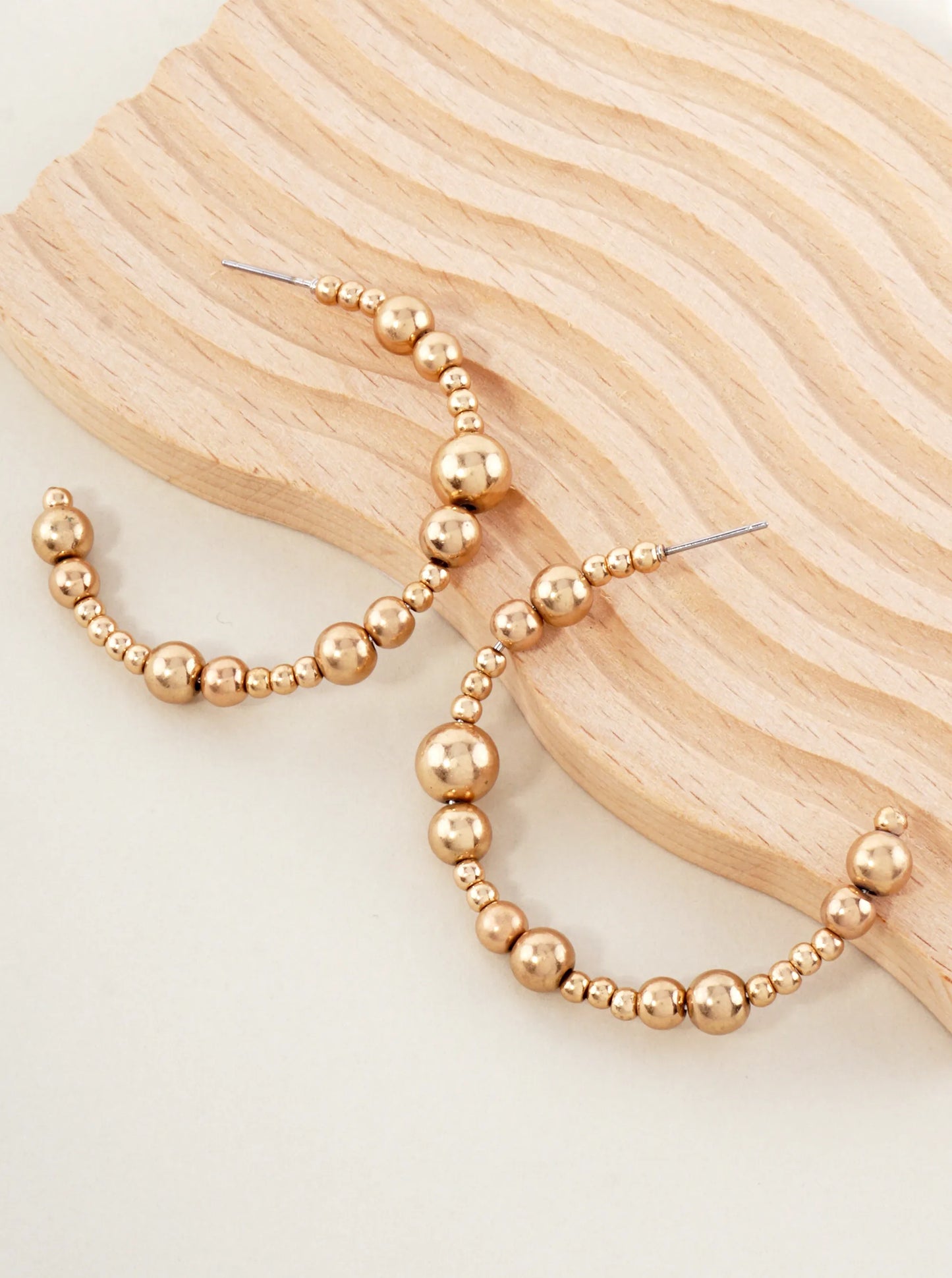 Metallic Beads And Pearls Hoop Earrings