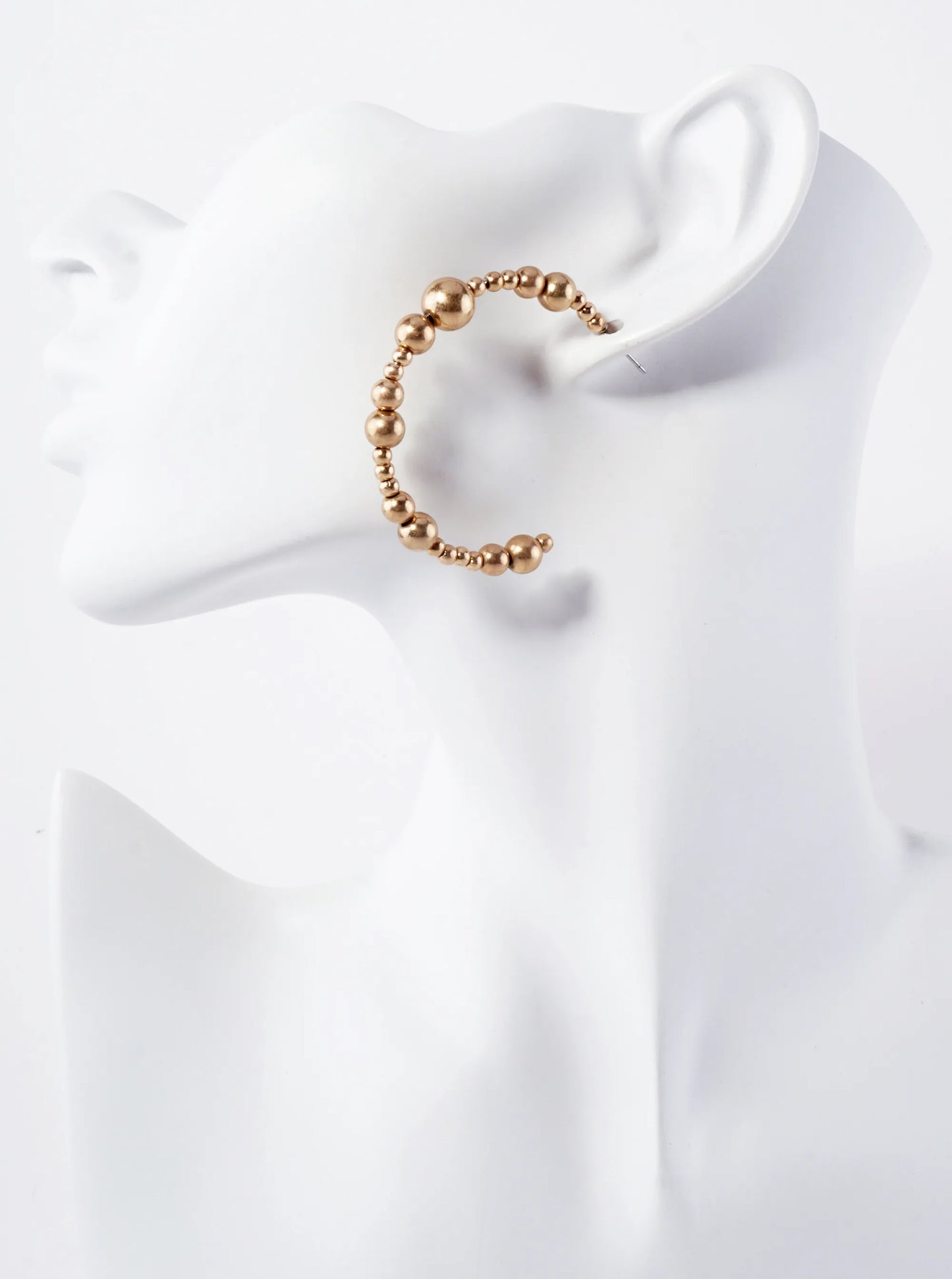 Metallic Beads And Pearls Hoop Earrings
