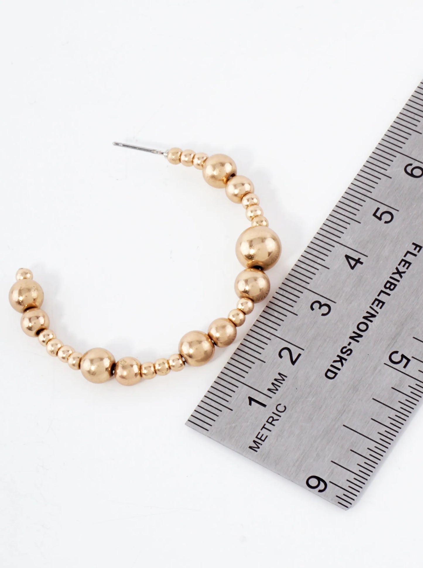 Metallic Beads And Pearls Hoop Earrings