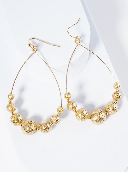 Metallic Lave Beaded Wire Teardrop Dangle Earrings