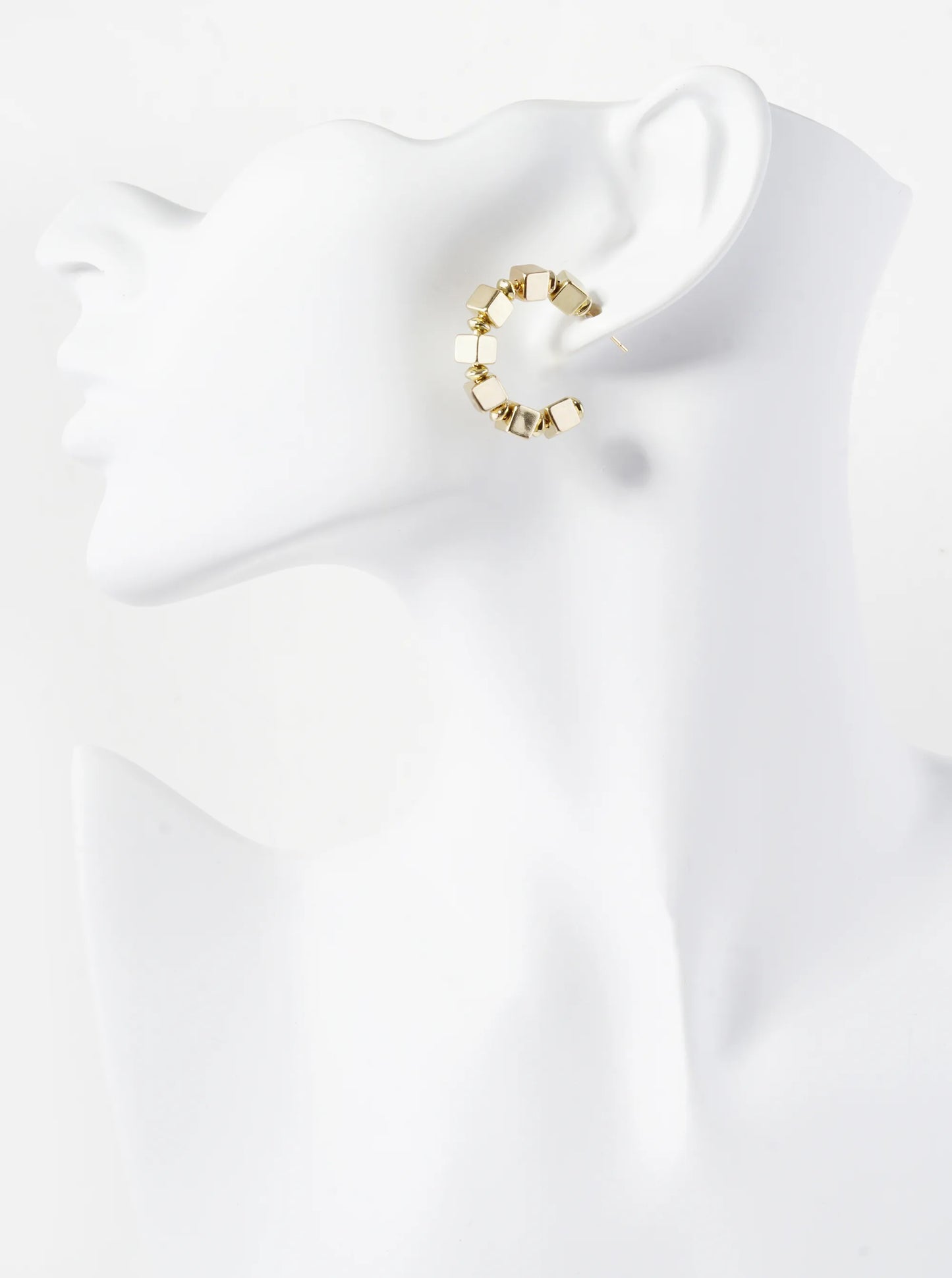 Metallic Square Geometric 1 Inch Hoop Earrings