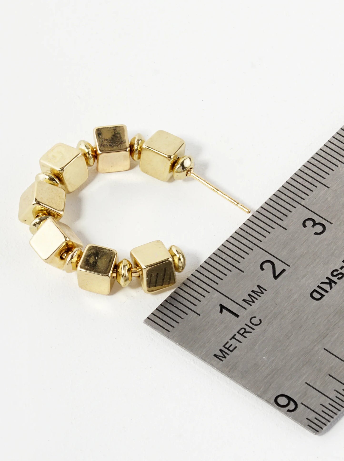 Metallic Square Geometric 1 Inch Hoop Earrings