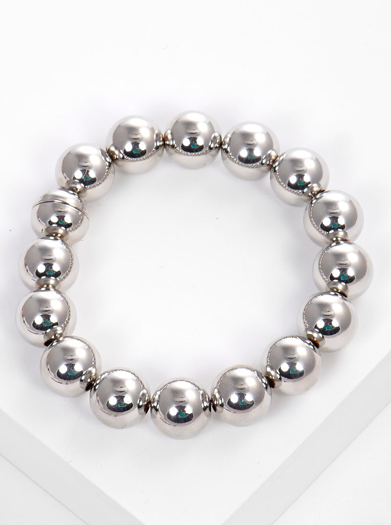 Metallic Ball Beads Magnetic Closure Bracelet