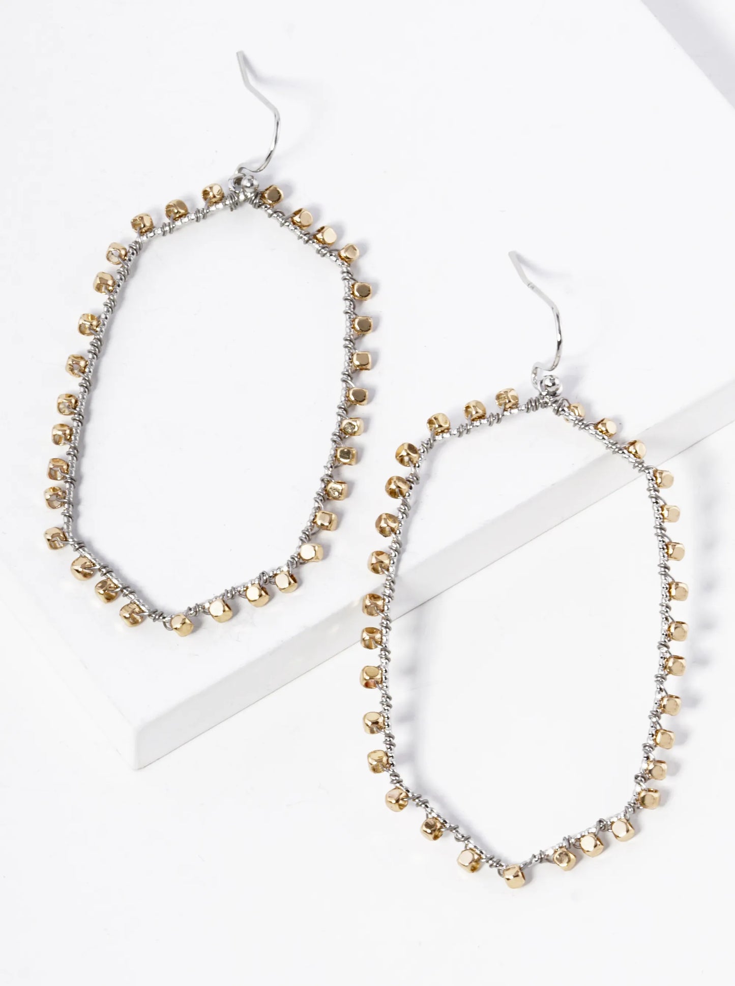 Metallic Bead Wired Dangle Drop Earrings