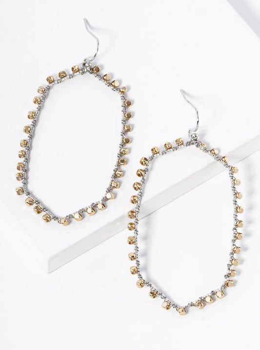 Metallic Bead Wired Dangle Drop Earrings