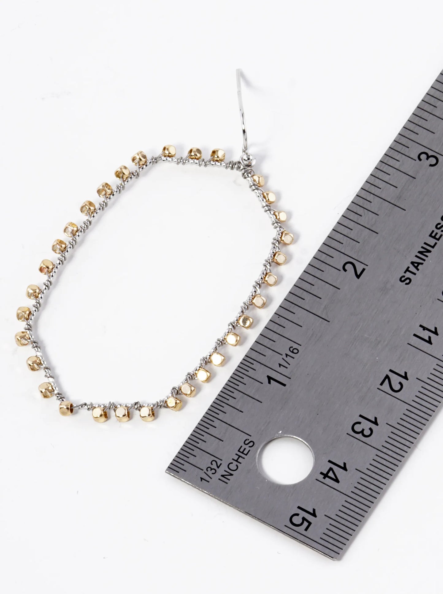 Metallic Bead Wired Dangle Drop Earrings