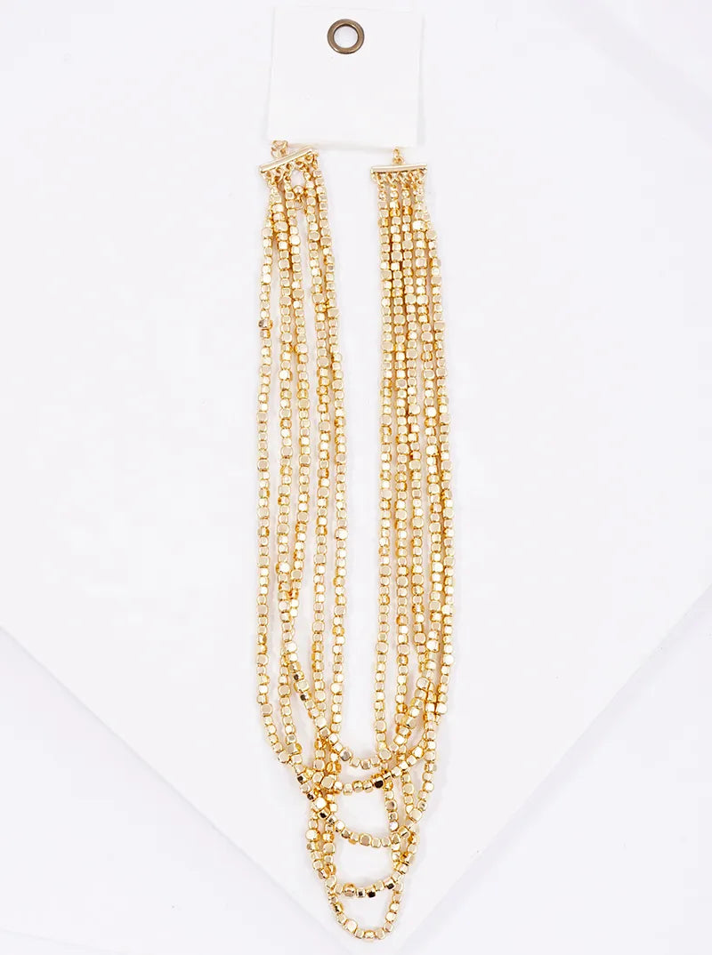 Metallic Beaded Multi Strand Layered Necklace