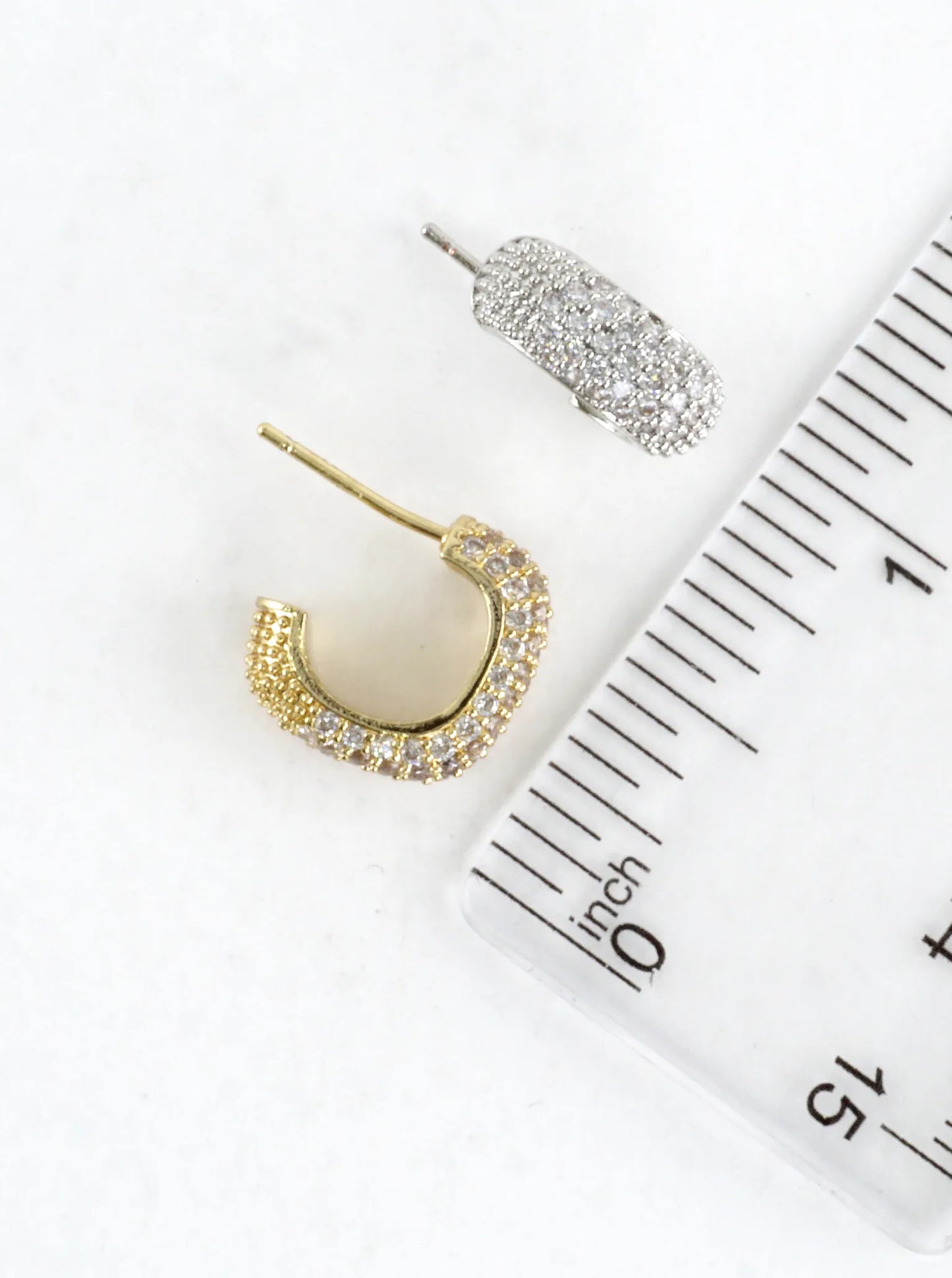 Micro Pave Brass CZ Rectangular Hoop Earrings