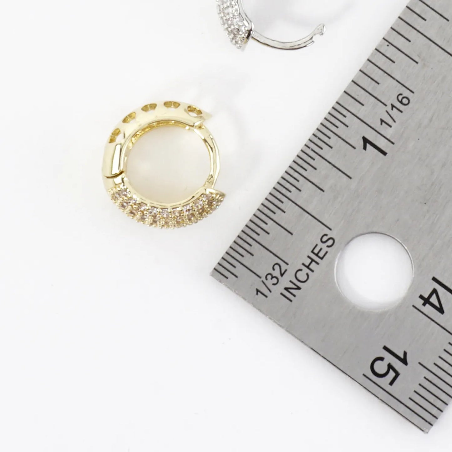 Micro Pave Brass Chubby Huggie Clicker Earrings