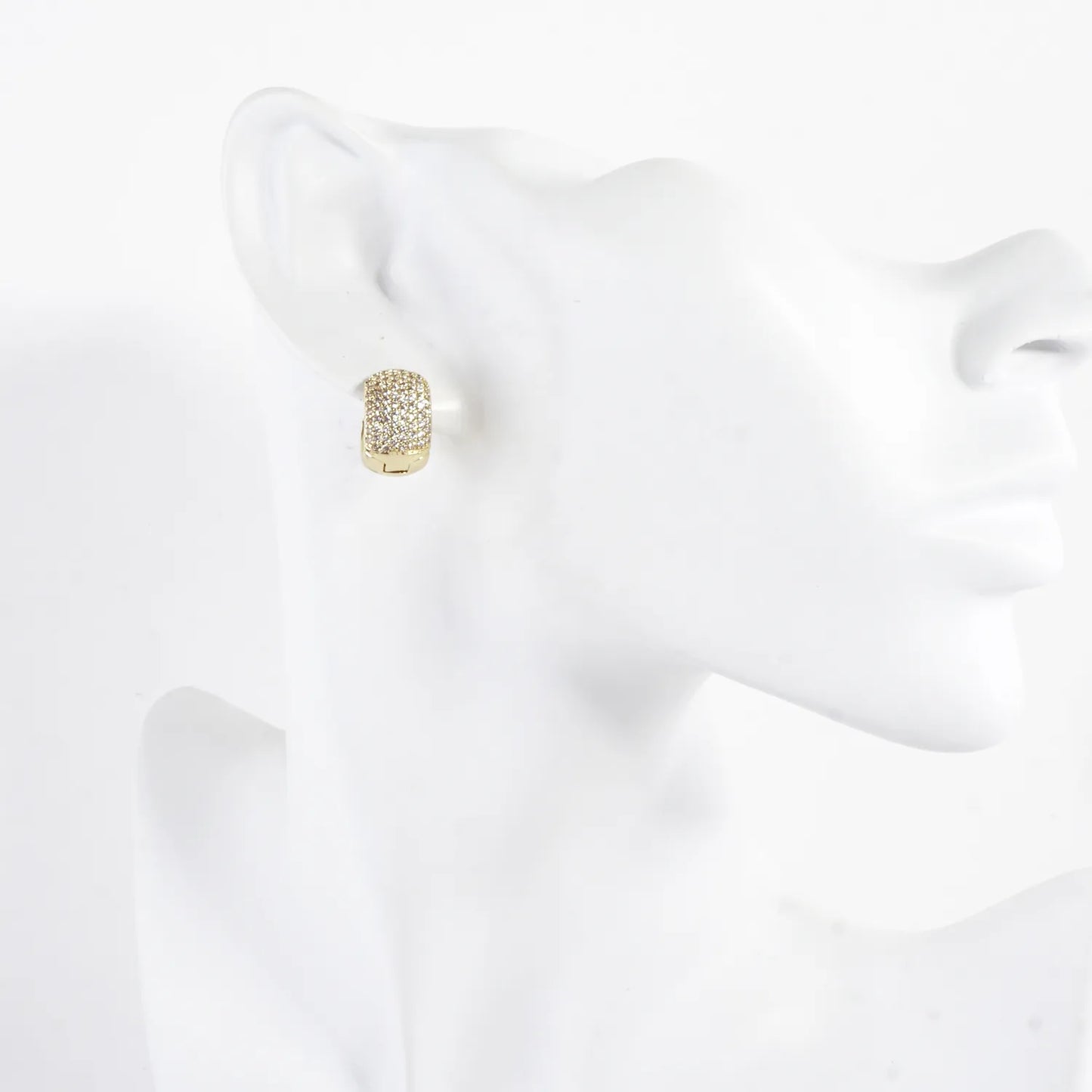 Micro Pave Brass Chubby Huggie Clicker Earrings