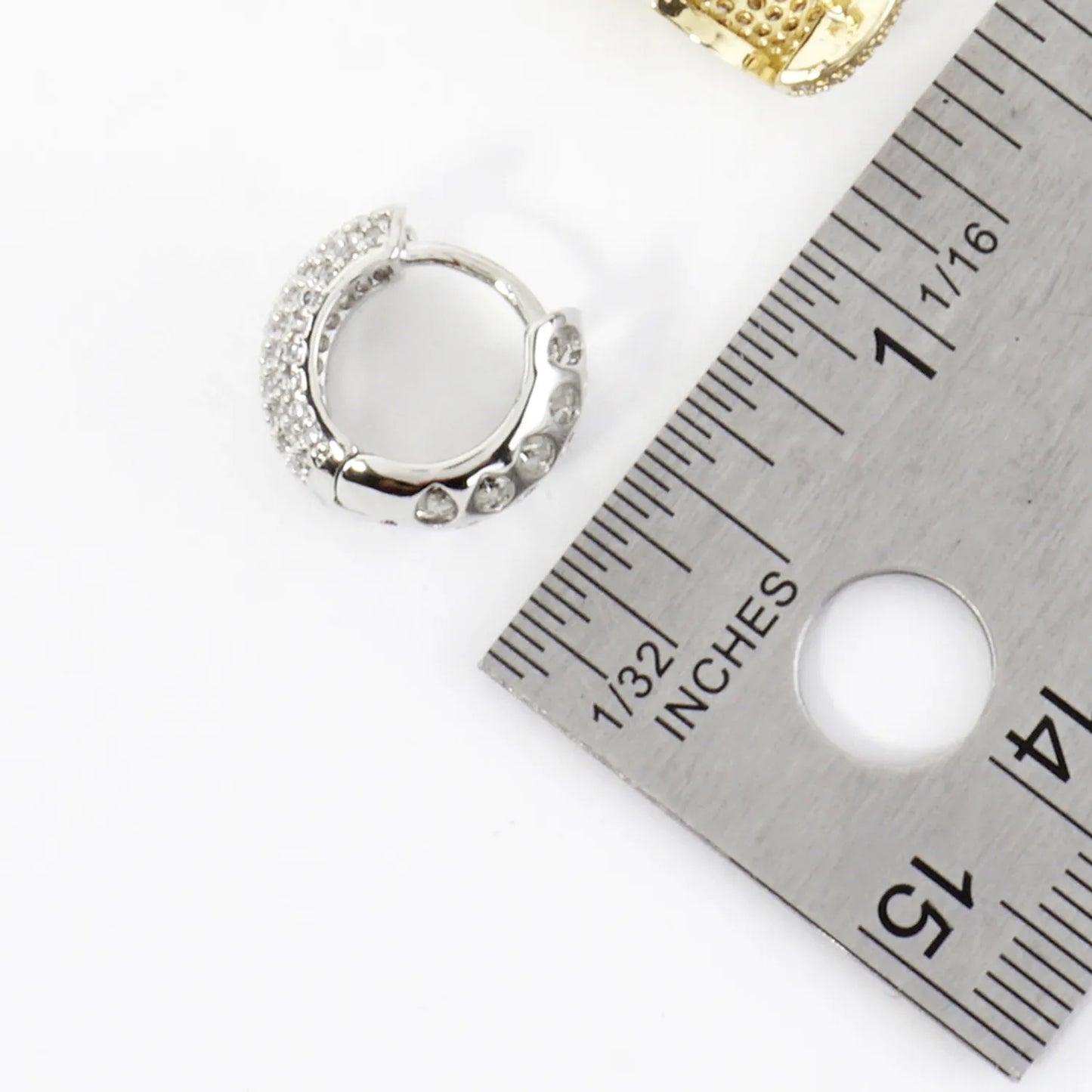 Micro Pave Brass Chubby Huggie Clicker Earrings