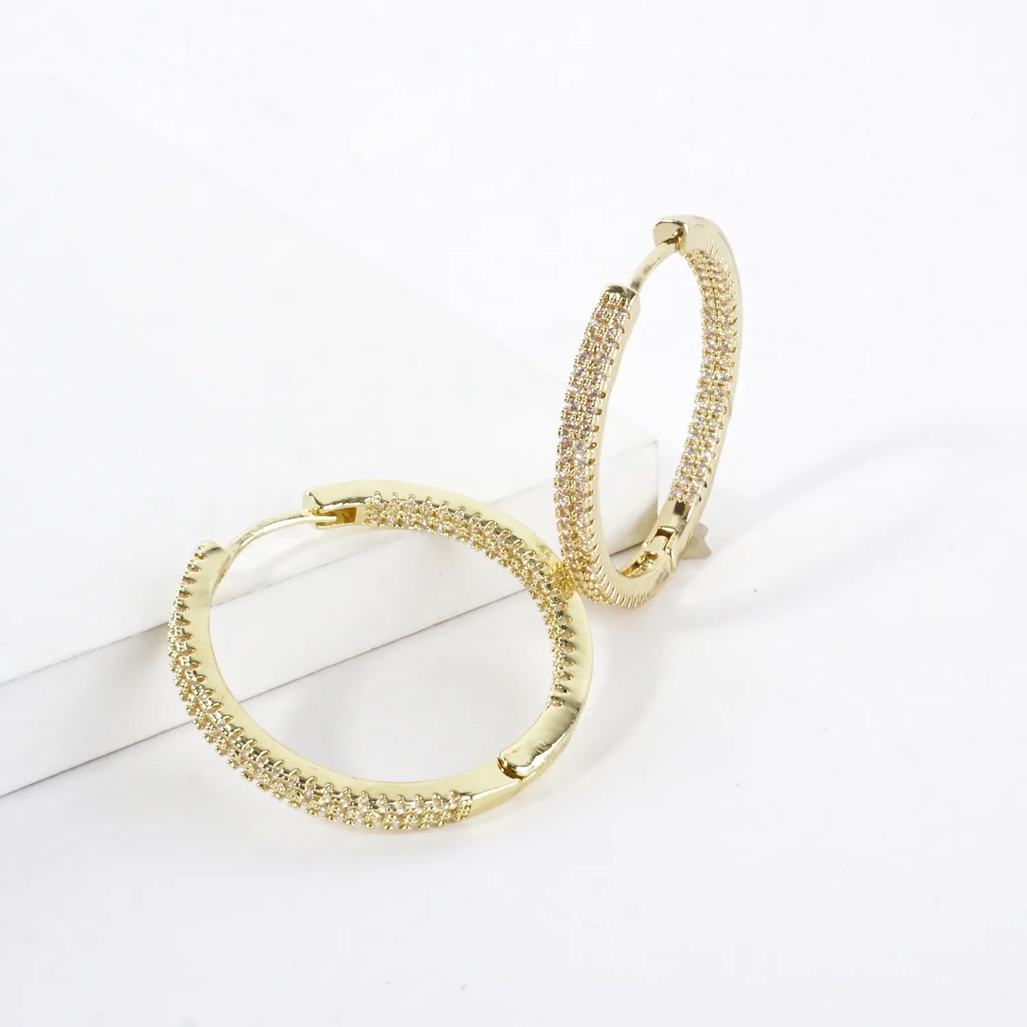 Micro Pave Brass Inside-Out 1.25 Inch Hoop Earring