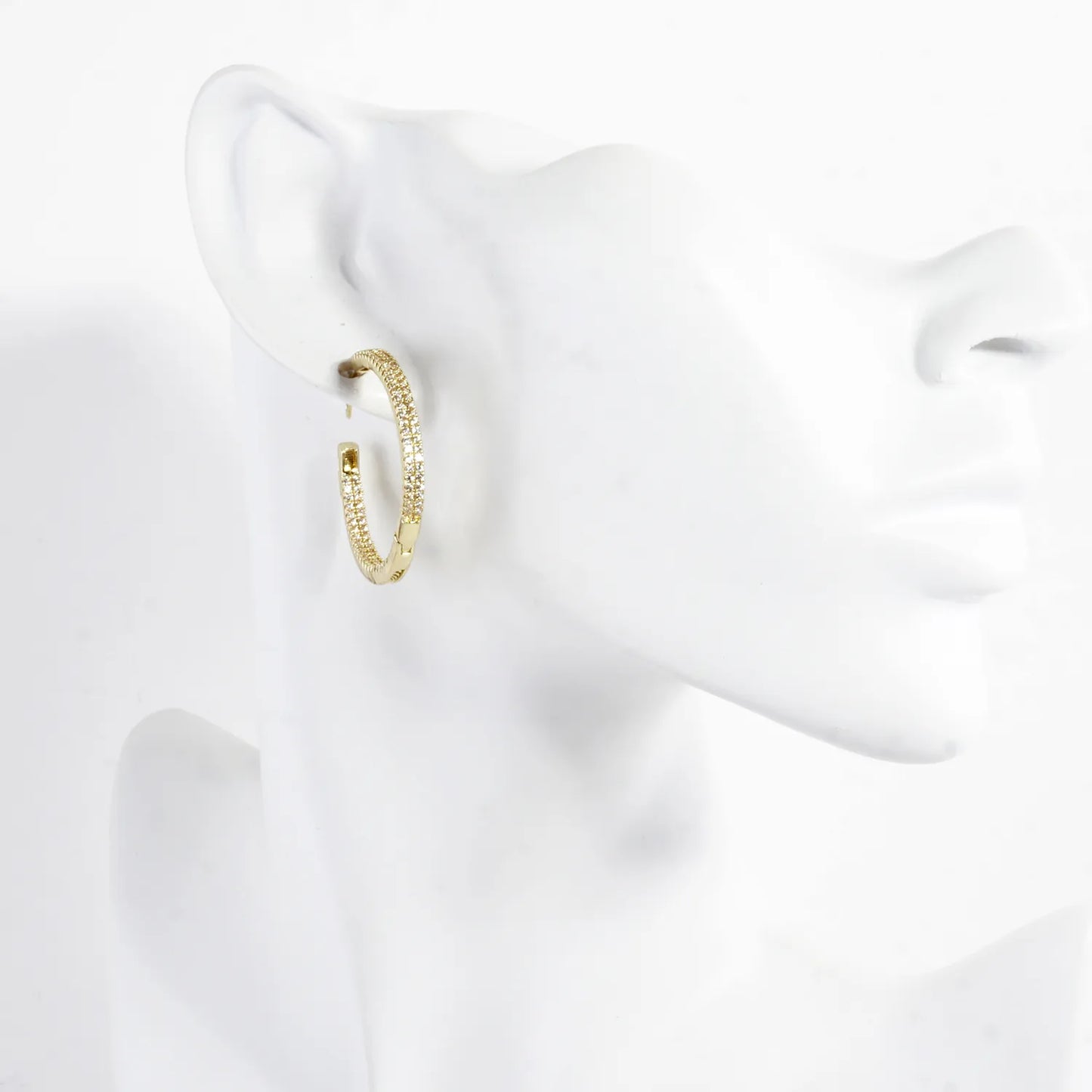 Micro Pave Brass Inside-Out 1.25 Inch Hoop Earring