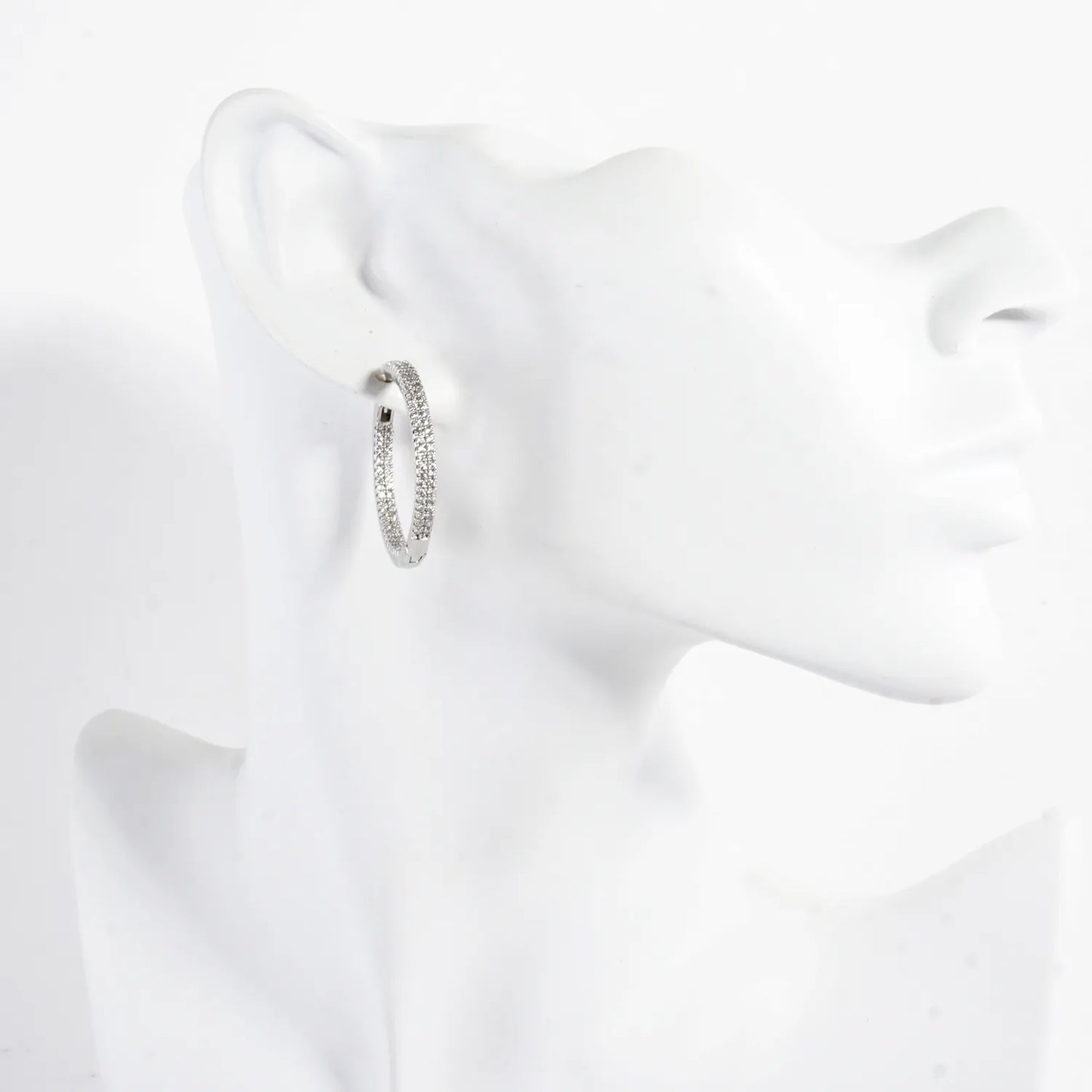 Micro Pave Brass Inside-Out 1.25 Inch Hoop Earring
