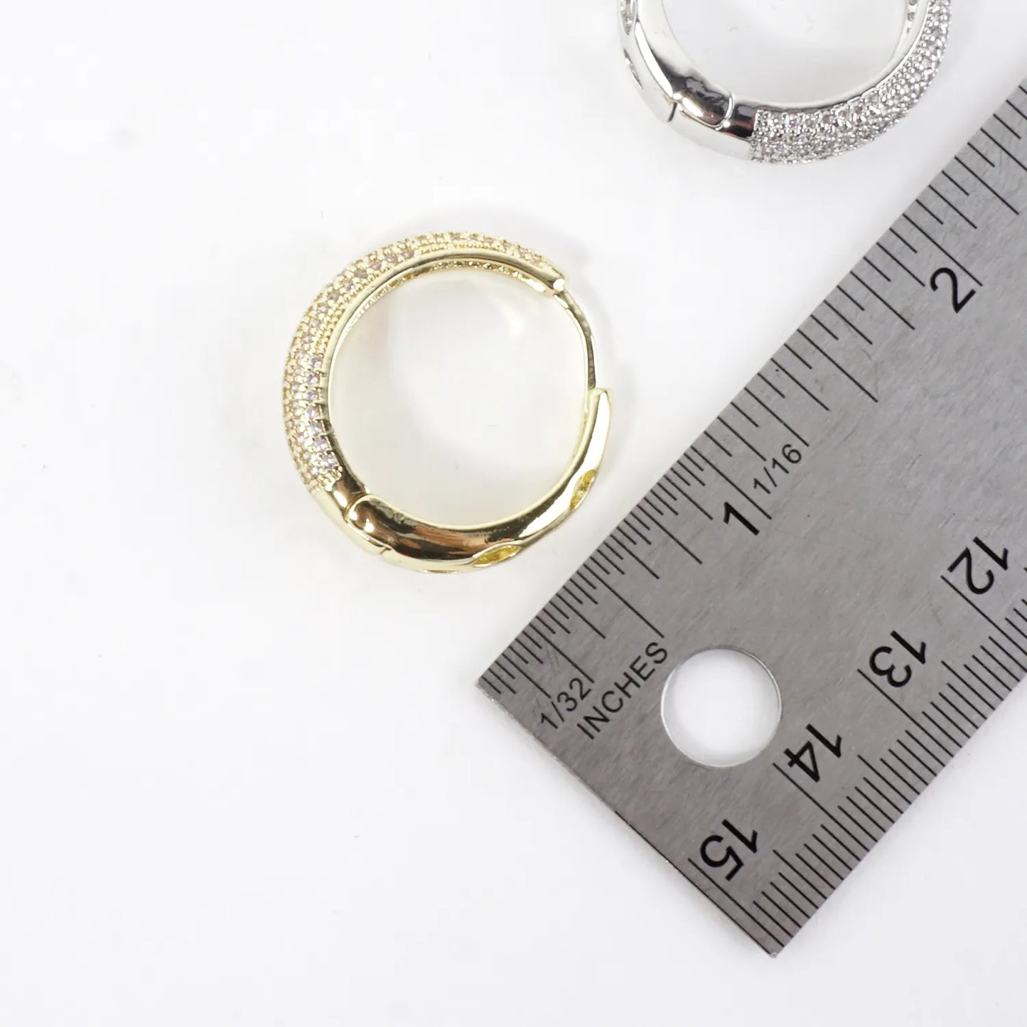 Micro Pave Brass Oval 1.25 Inch Hoop Earrings