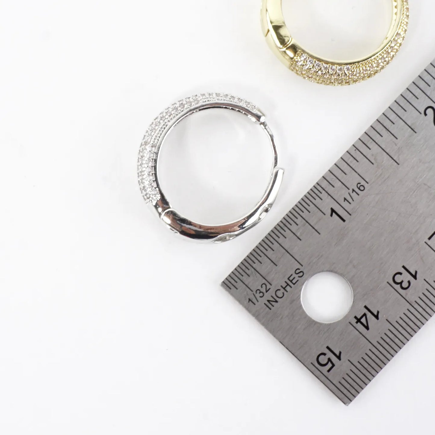 Micro Pave Brass Oval 1.25 Inch Hoop Earrings