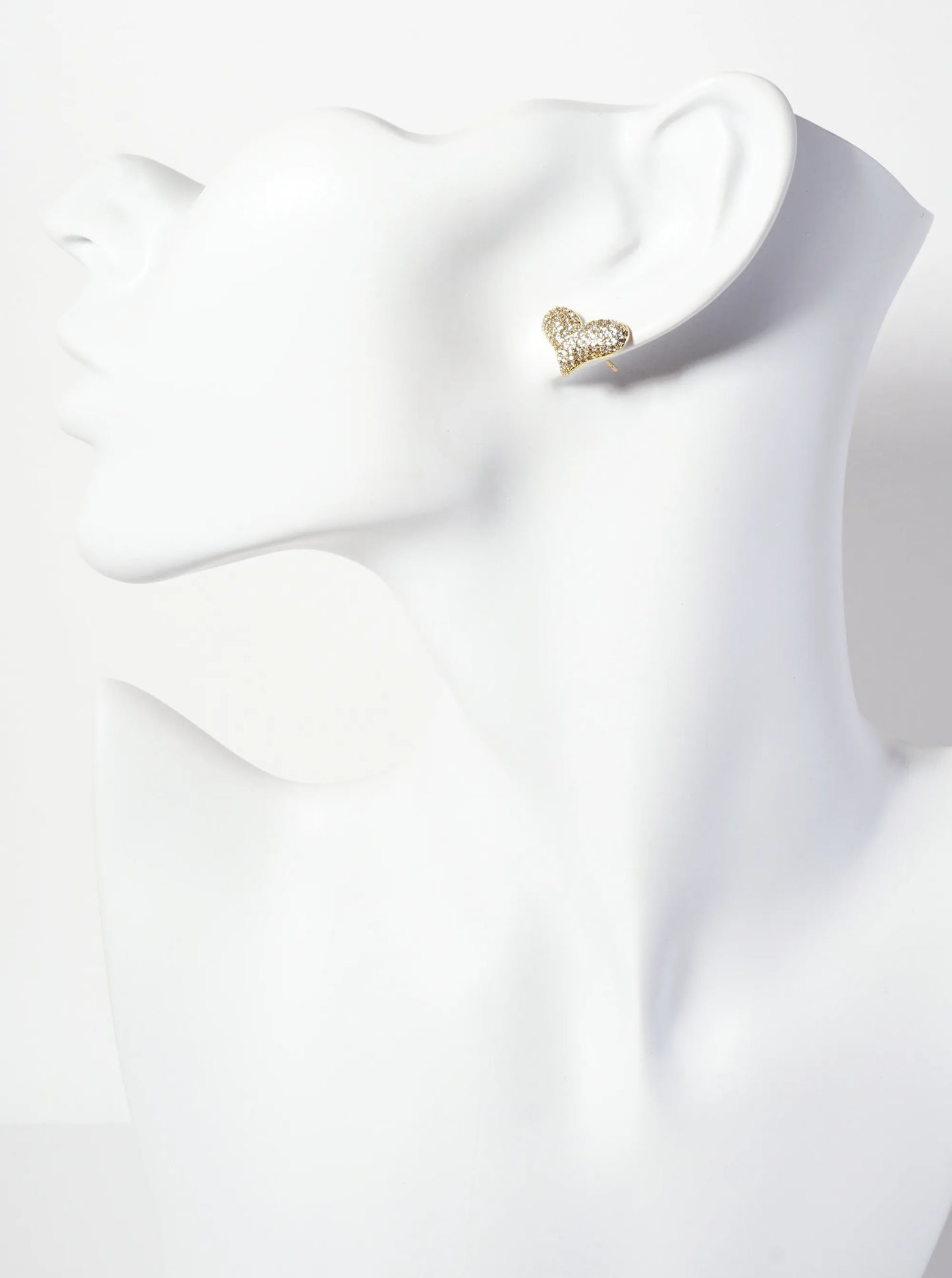 Micro-Pave-Set CZ Puffy Heart 18K-Gold-Dipped Stud Earrings