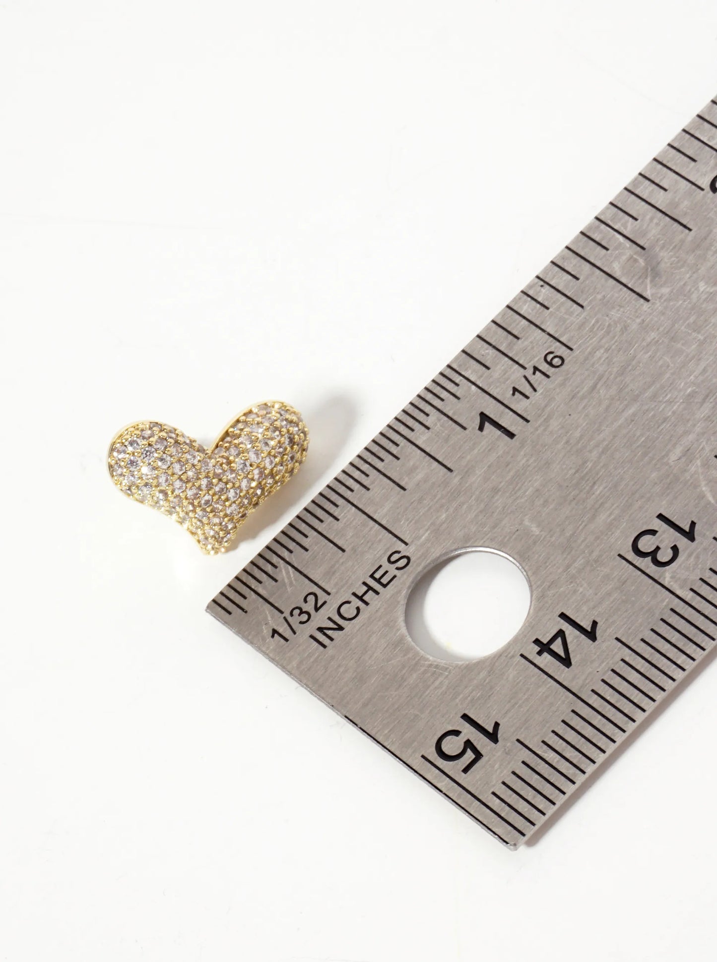 Micro-Pave-Set CZ Puffy Heart 18K-Gold-Dipped Stud Earrings