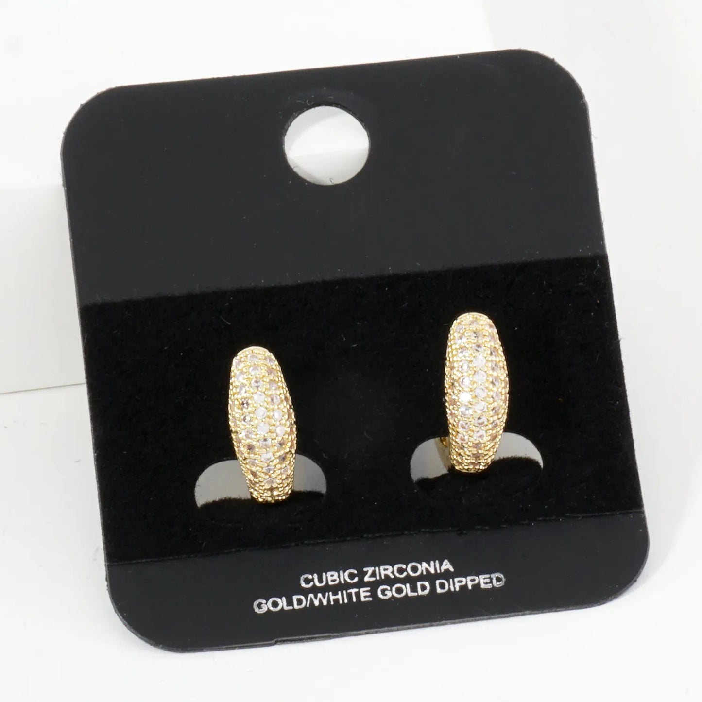 Micro Pave-Set Cubic-Zirconia 13mm Gold-Dipped Brass Minimalist Huggie Hoop Earrings