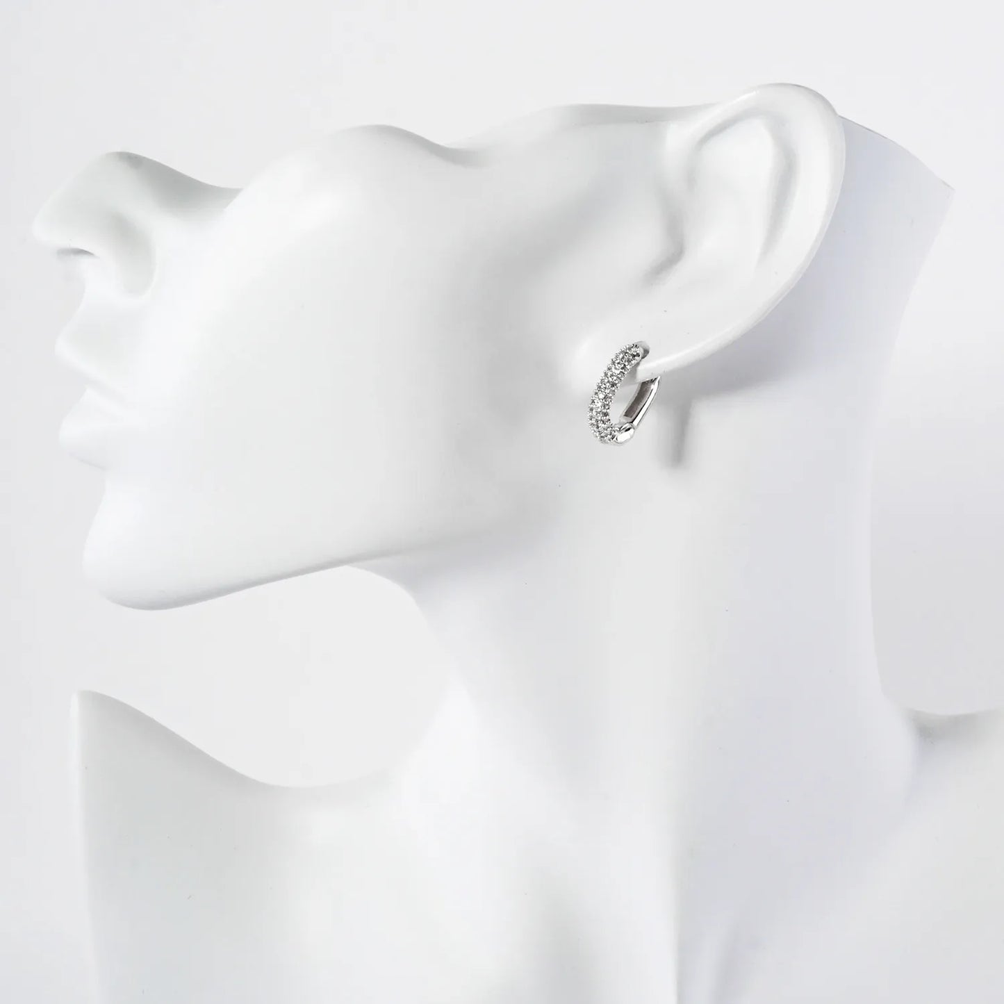 Micro Pave-Set Cubic-Zirconia 15mm Gold-Dipped Brass Minimalist Huggie Hoop Earrings