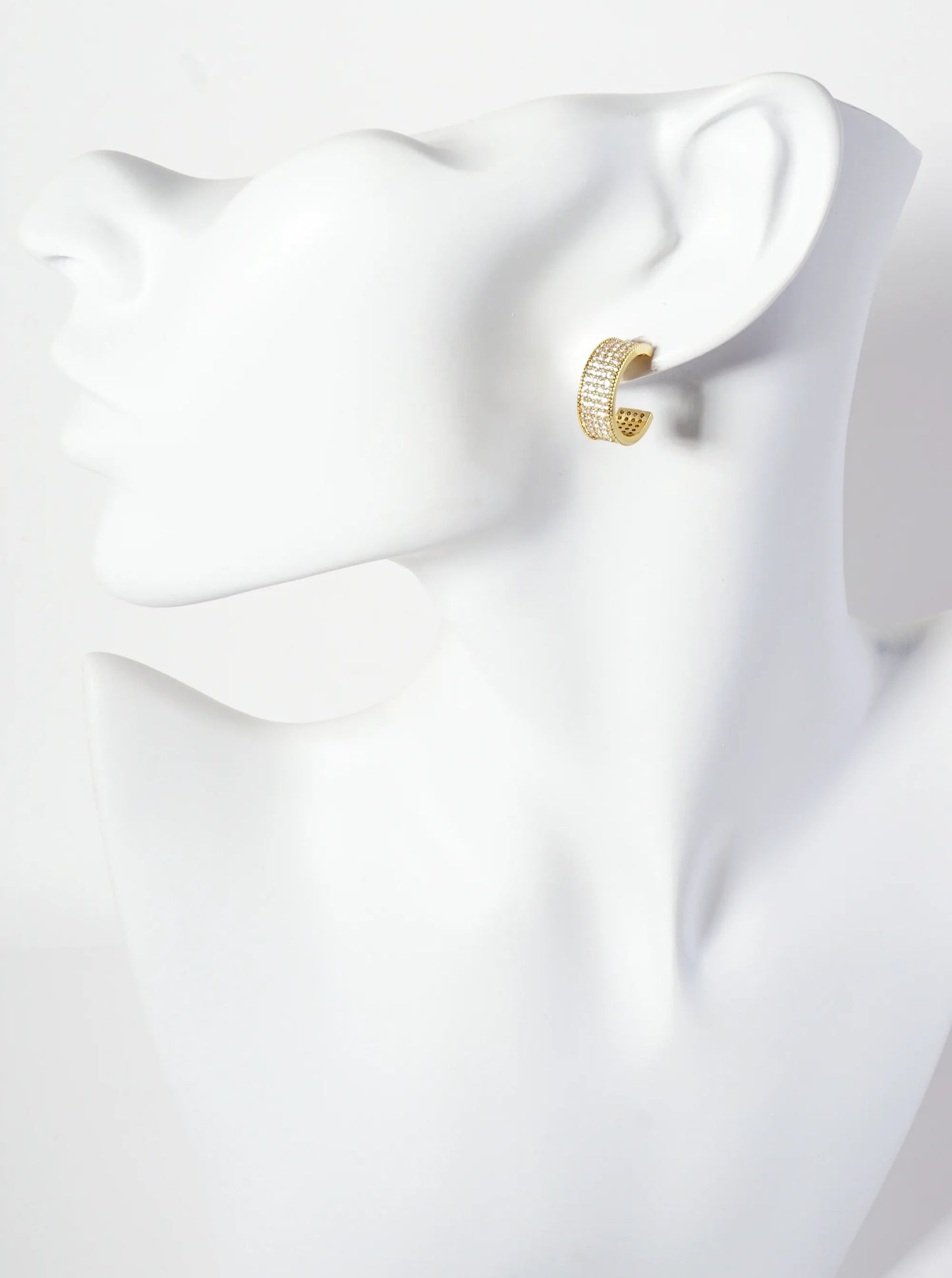 Micro-Pave-Set Cubic-Zirconia 16mm 18K-Gold-Dipped Open Hoop Earrings