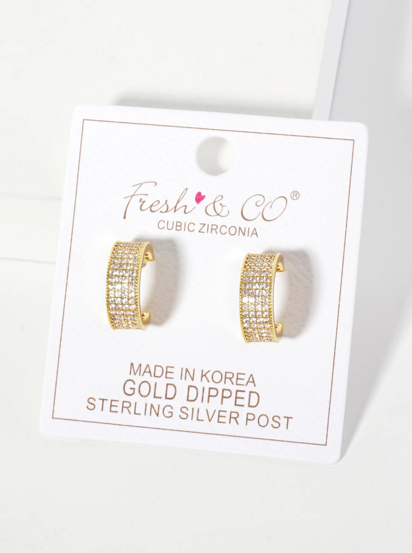 Micro-Pave-Set Cubic-Zirconia 16mm 18K-Gold-Dipped Open Hoop Earrings
