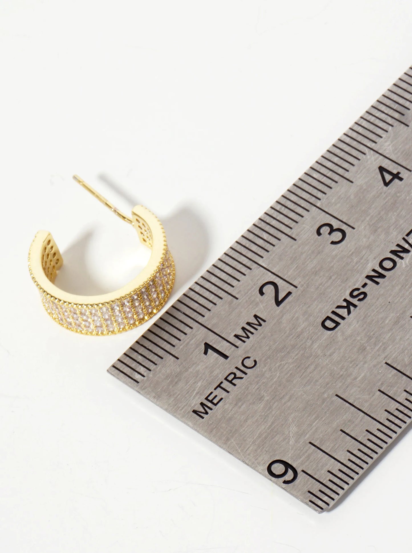 Micro-Pave-Set Cubic-Zirconia 16mm 18K-Gold-Dipped Open Hoop Earrings