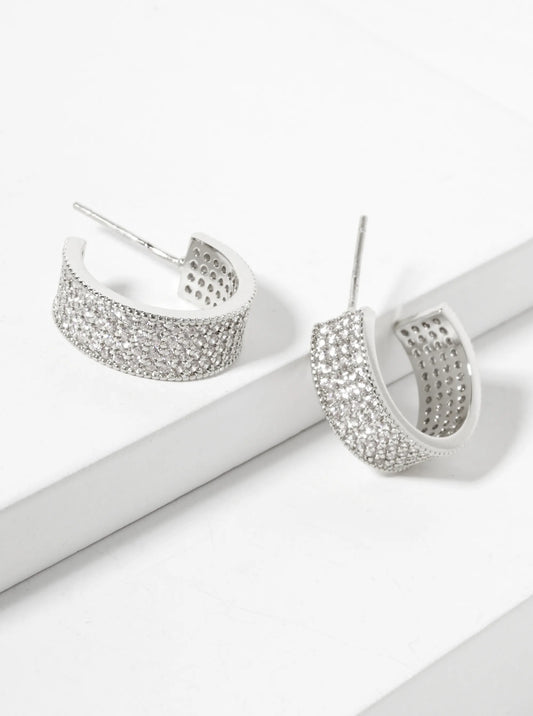 Micro-Pave-Set Cubic-Zirconia 16mm 18K-Gold-Dipped Open Hoop Earrings