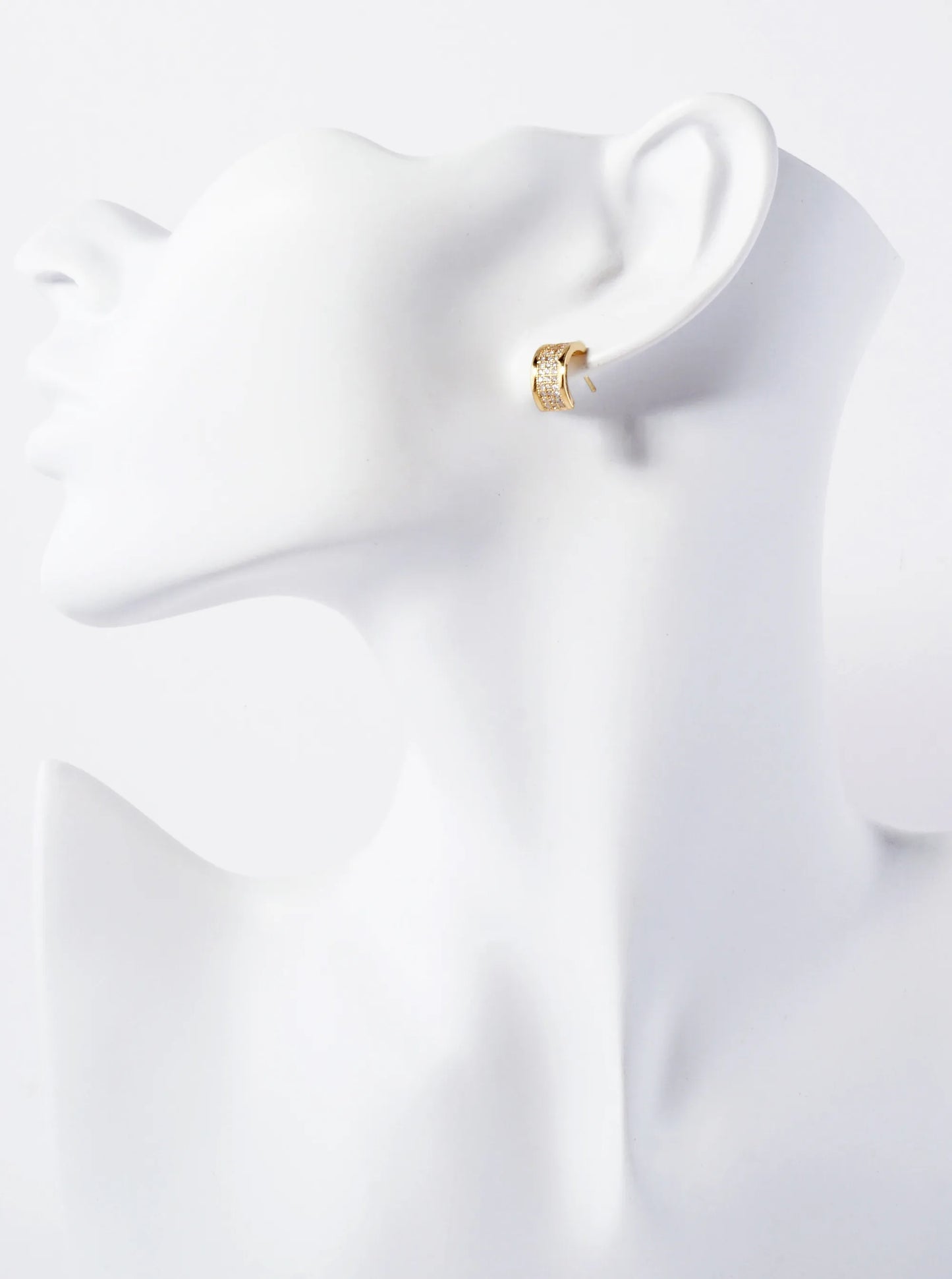 Micro-Pave-Set Cubic-Zirconia 18K-Gold-Dipped 11mm Half Hoop Earrings
