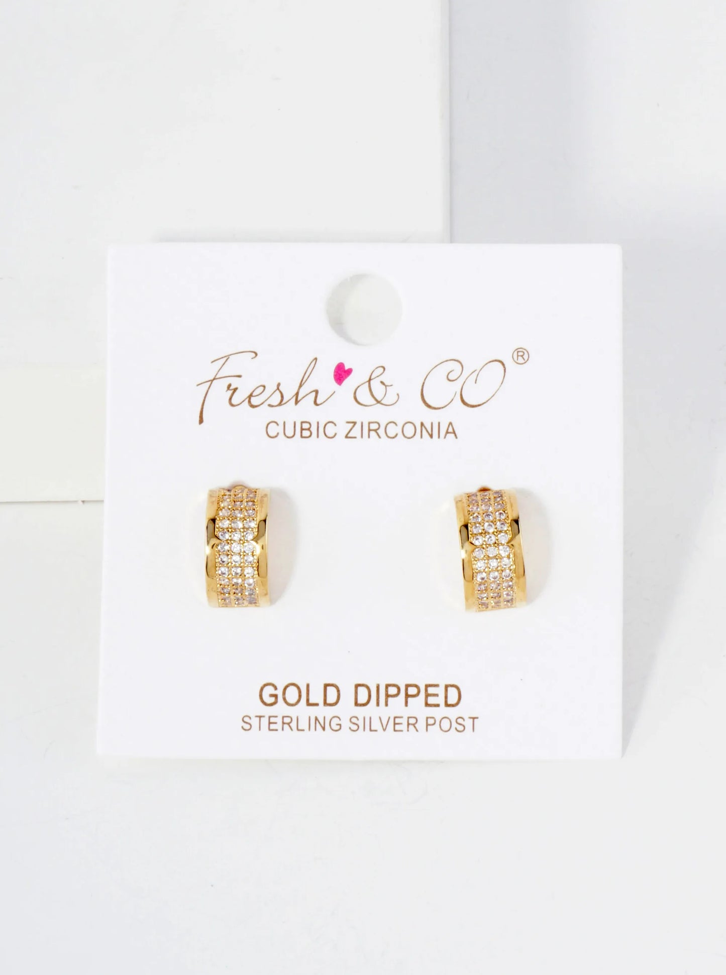 Micro-Pave-Set Cubic-Zirconia 18K-Gold-Dipped 11mm Half Hoop Earrings