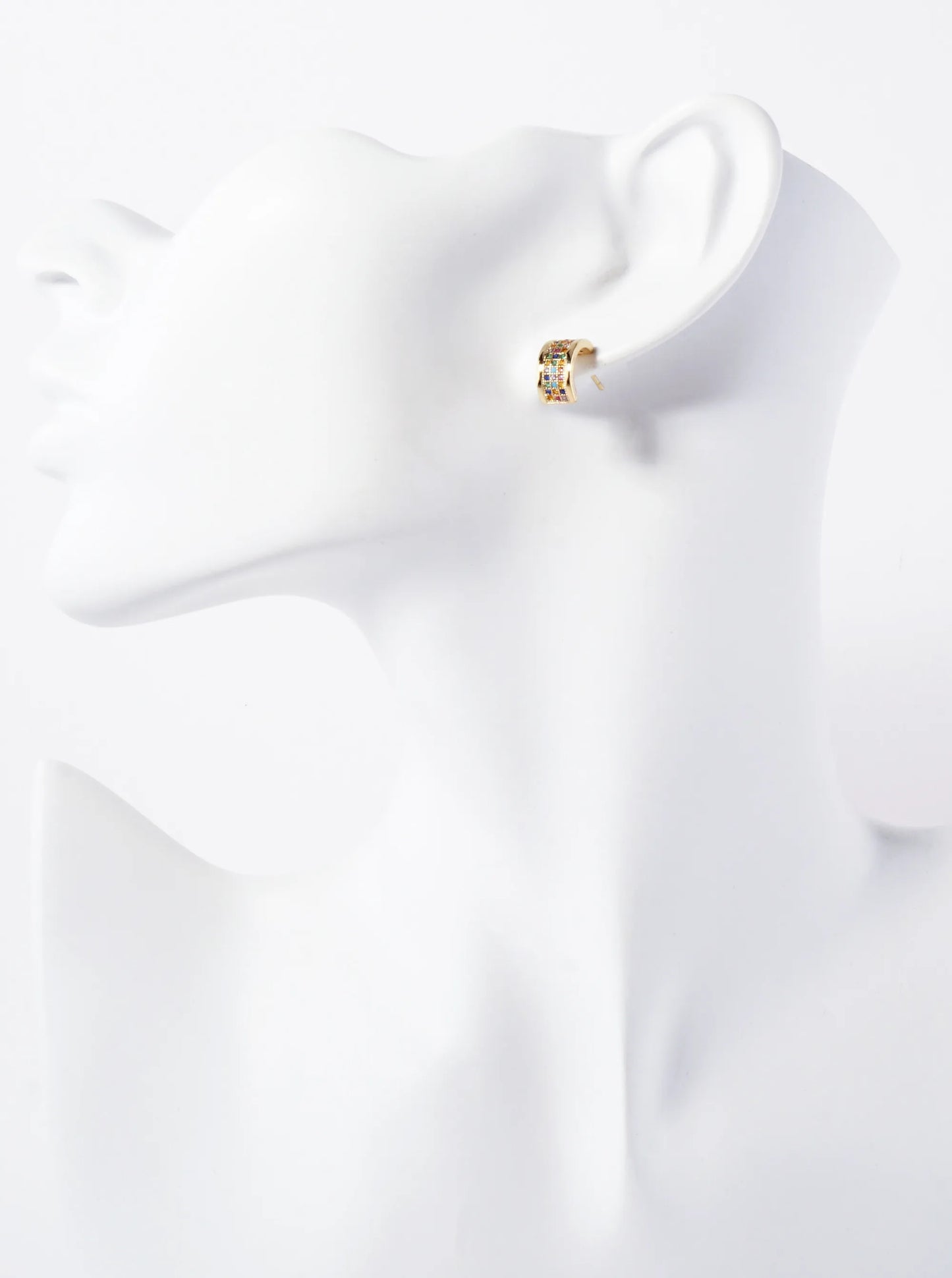 Micro-Pave-Set Cubic-Zirconia 18K-Gold-Dipped 11mm Half Hoop Earrings