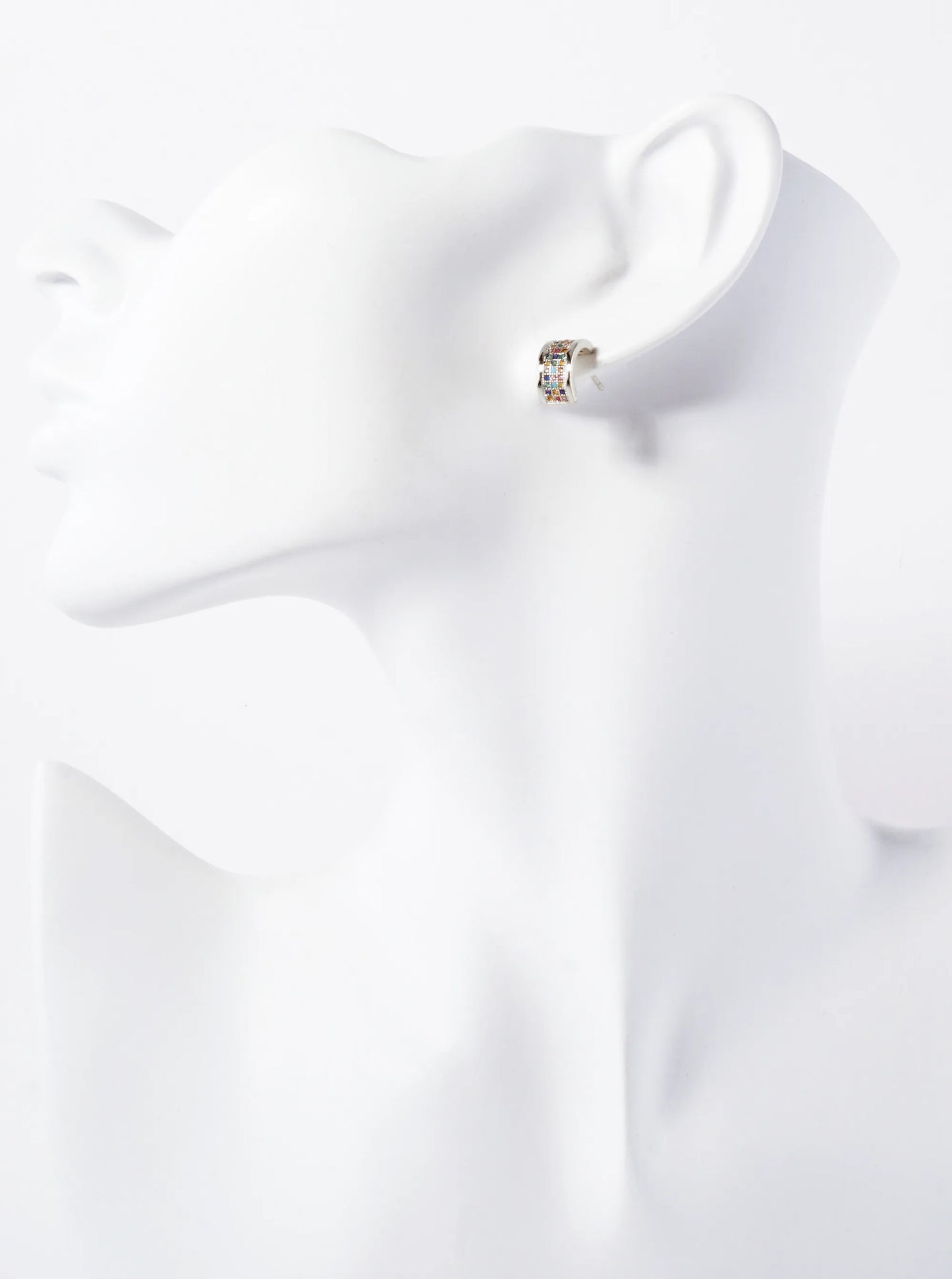 Micro-Pave-Set Cubic-Zirconia 18K-Gold-Dipped 11mm Half Hoop Earrings