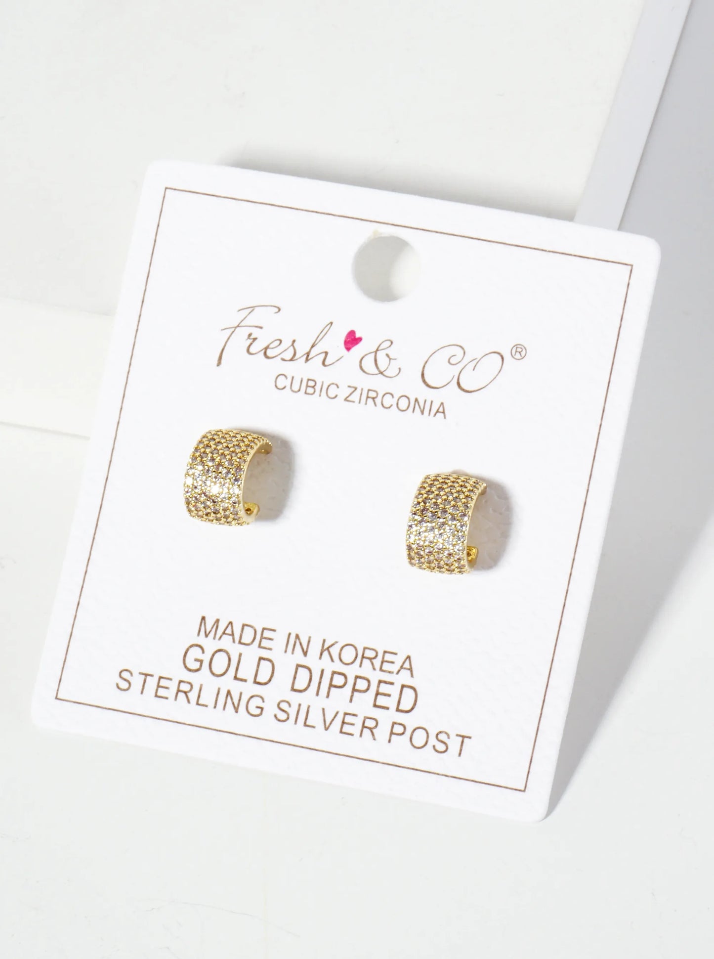 Micro-Pave-Set Cubic-Zirconia 18K-Gold-Dipped 12mm Open Huggie Hoop Earrings