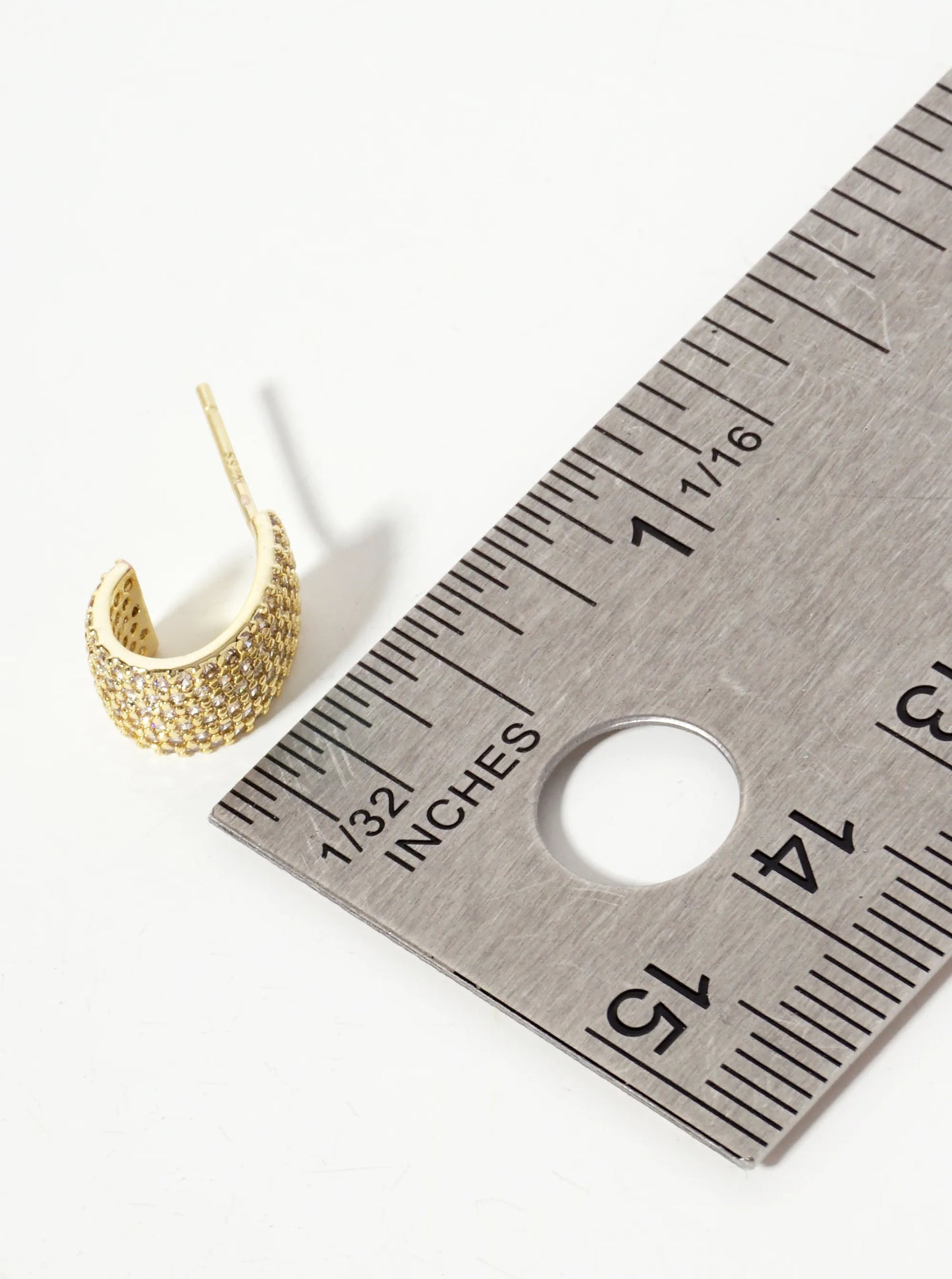 Micro-Pave-Set Cubic-Zirconia 18K-Gold-Dipped 12mm Open Huggie Hoop Earrings
