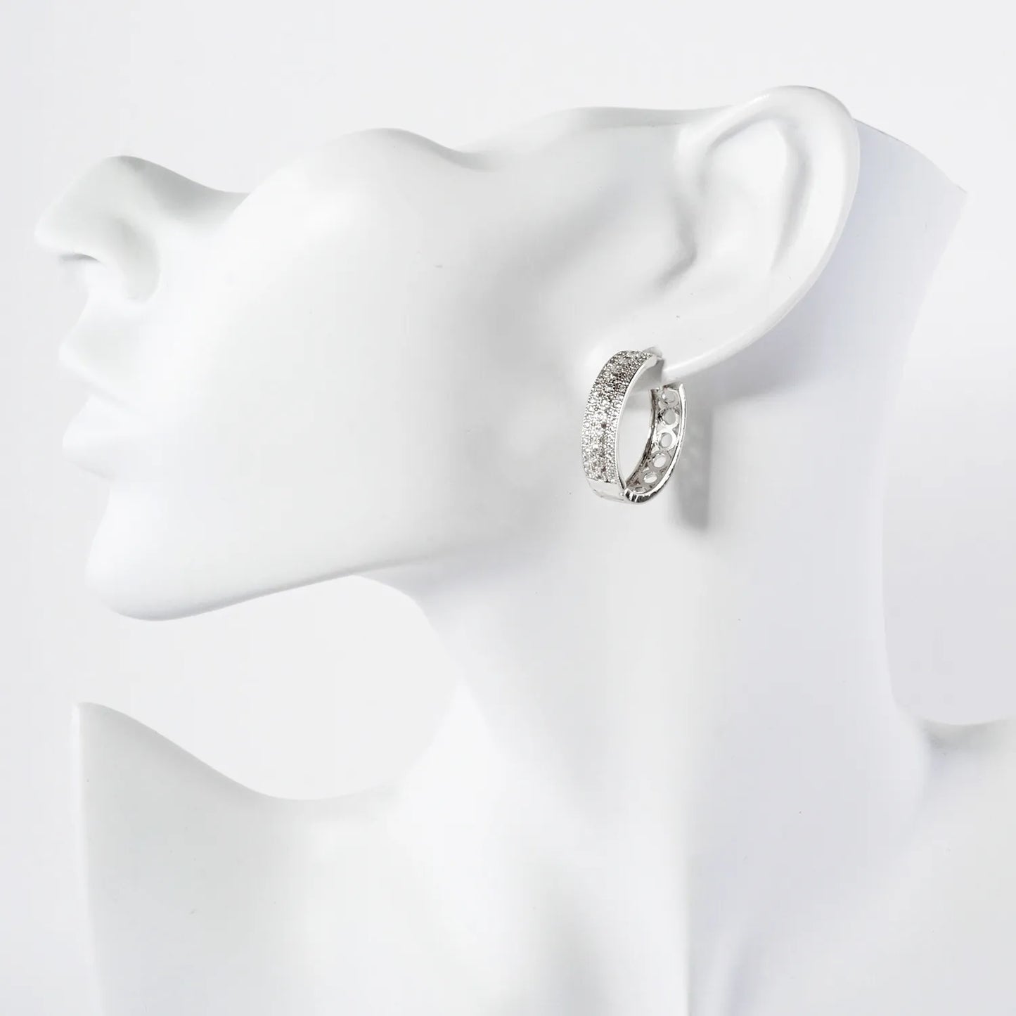 Micro Pave-Set Cubic-Zirconia 20mm Filigree Gold-Dipped Brass 20mm Hinged Hoop Earrings