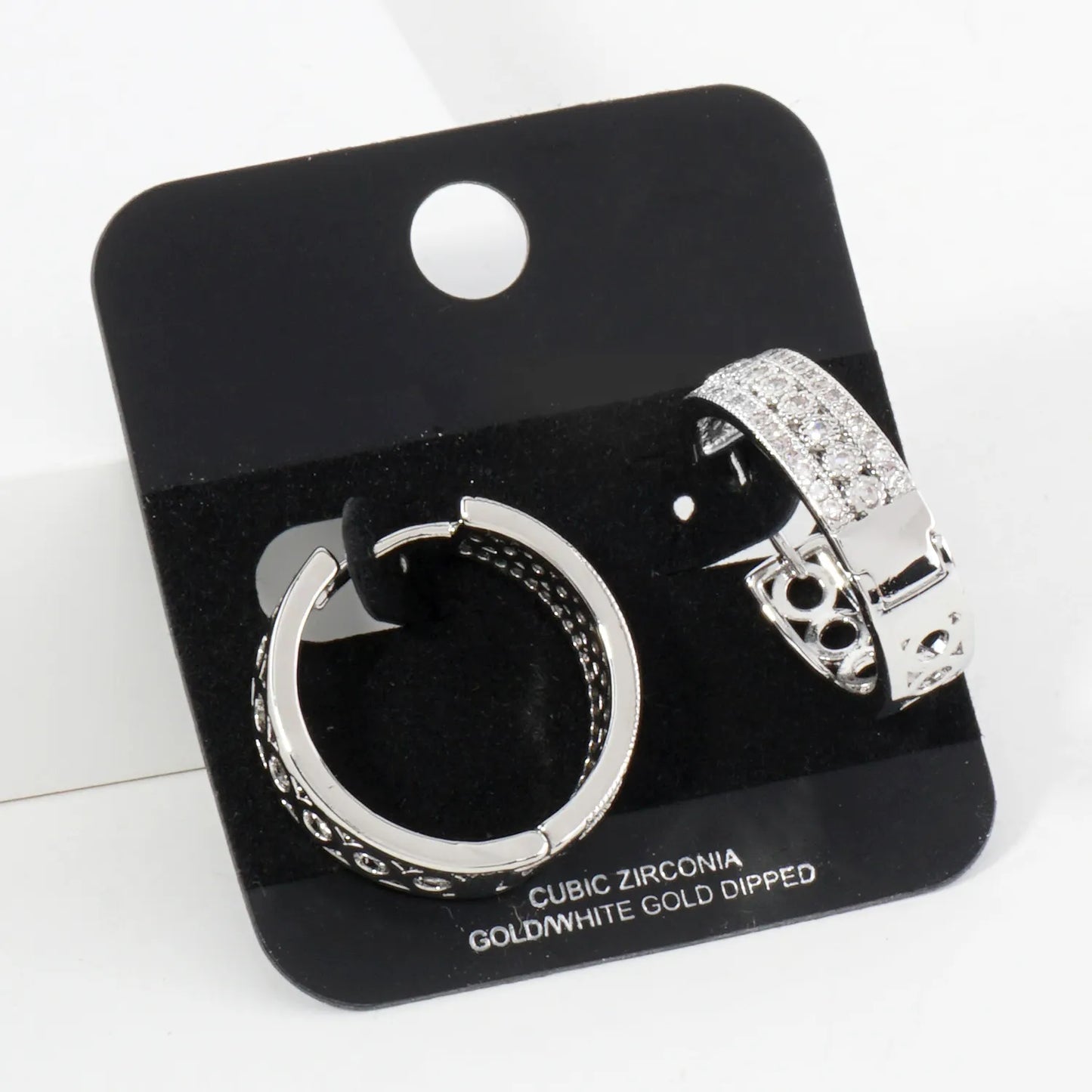 Micro Pave-Set Cubic-Zirconia 20mm Filigree Gold-Dipped Brass 20mm Hinged Hoop Earrings