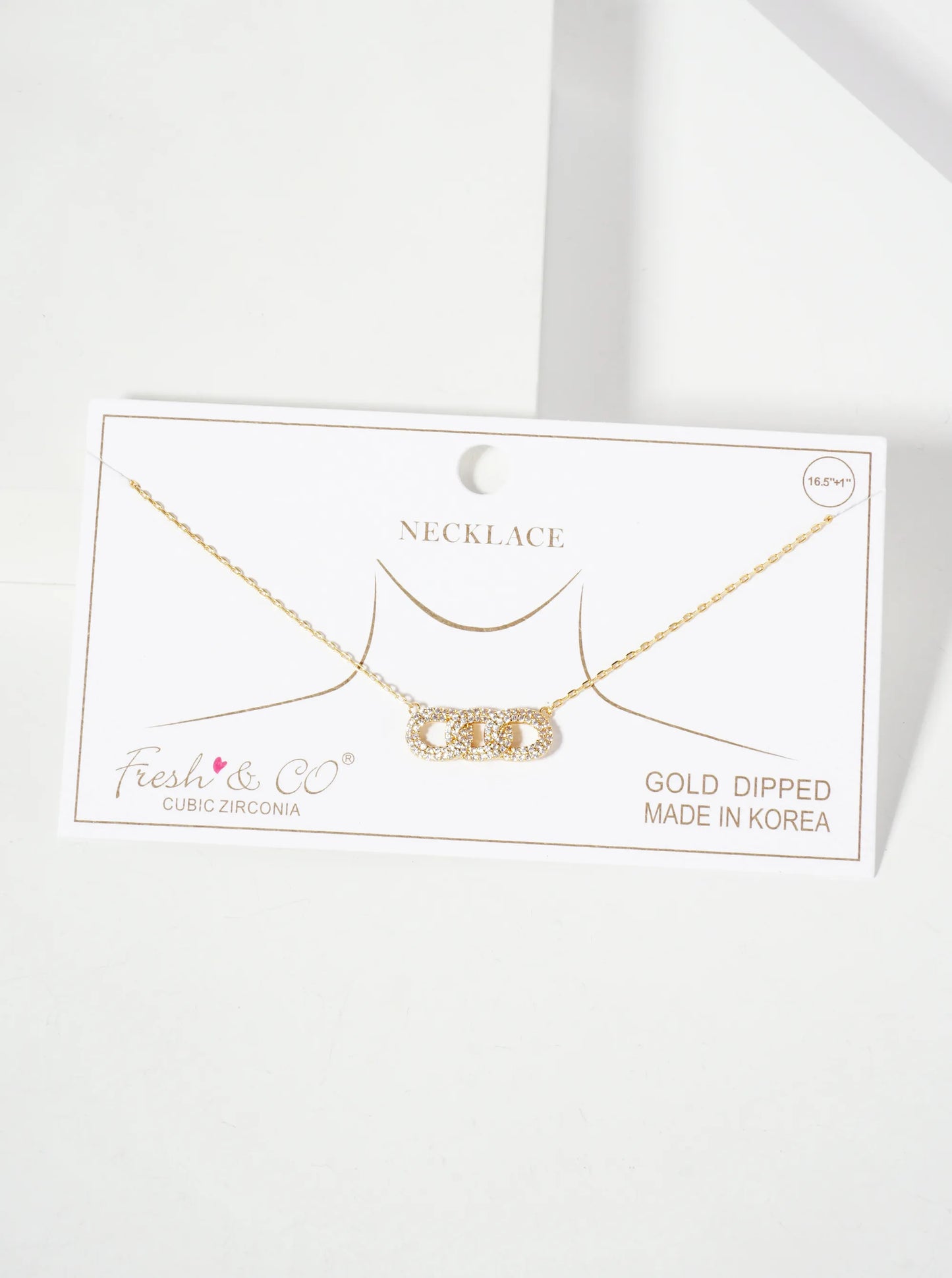 Micro-Pave-Set Cubic-Zirconia Chain Design Pendant 18K-Gold-Dipped Necklace